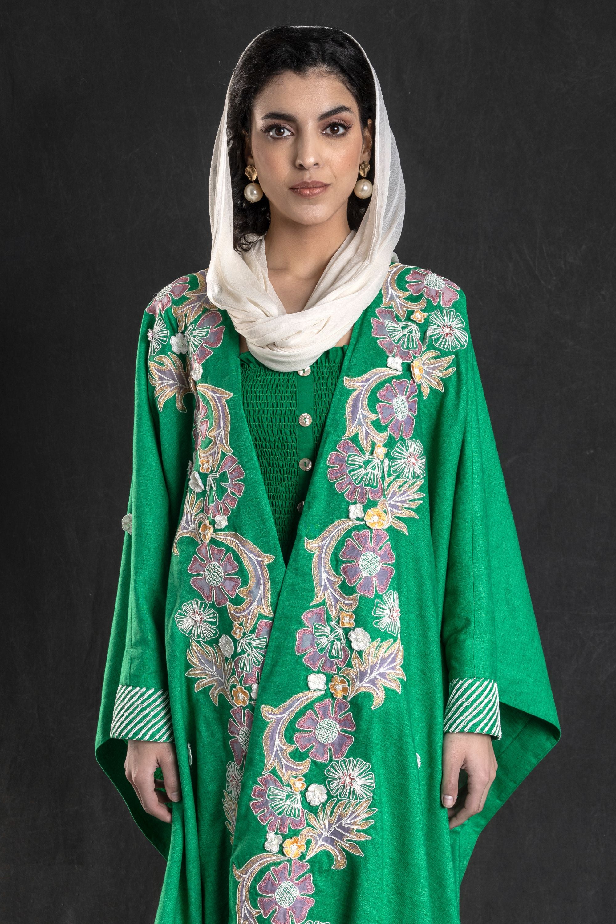 Ghazala Dusala Cape with Embroidery & Embellishment