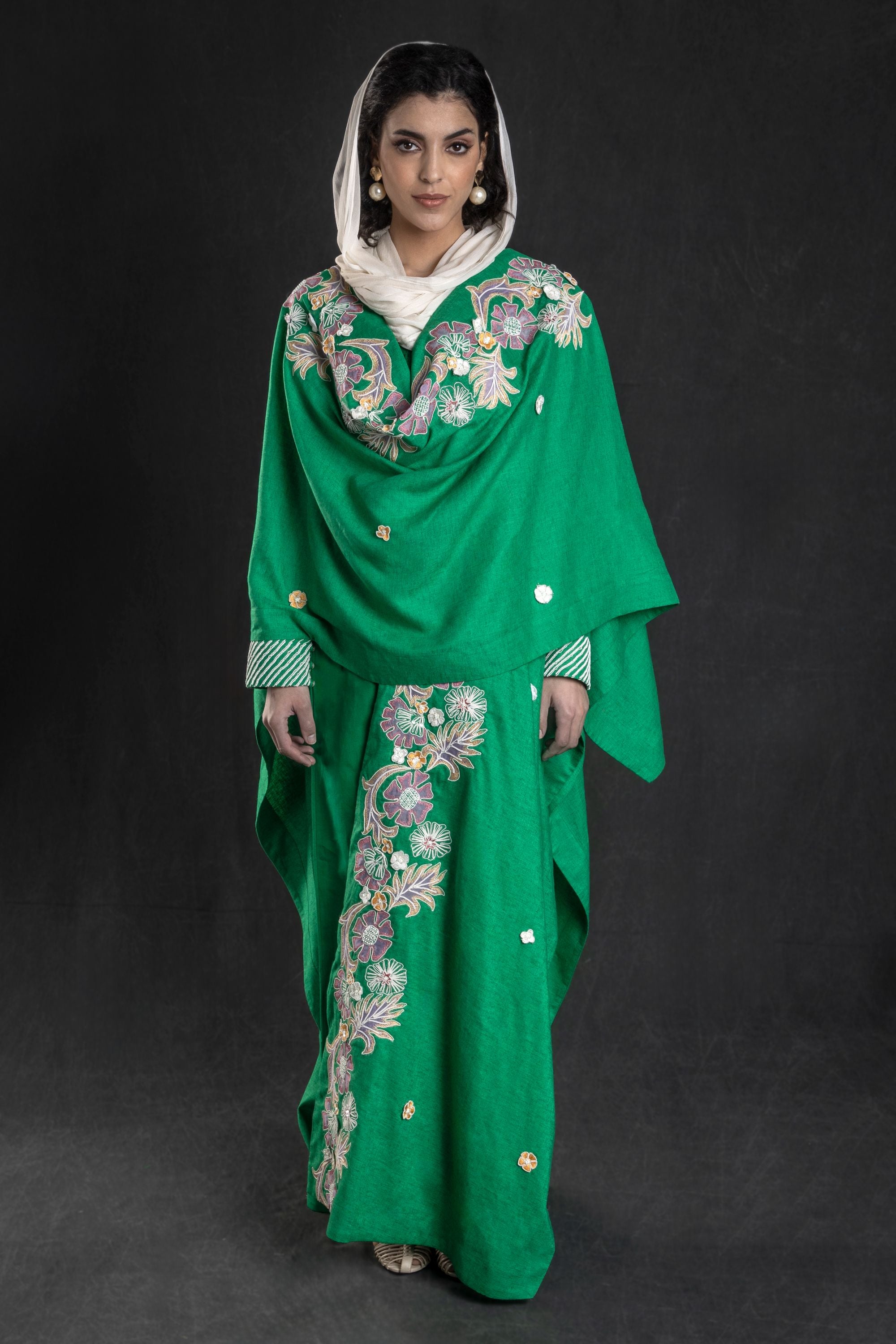 Ghazala Dusala Cape with Embroidery & Embellishment