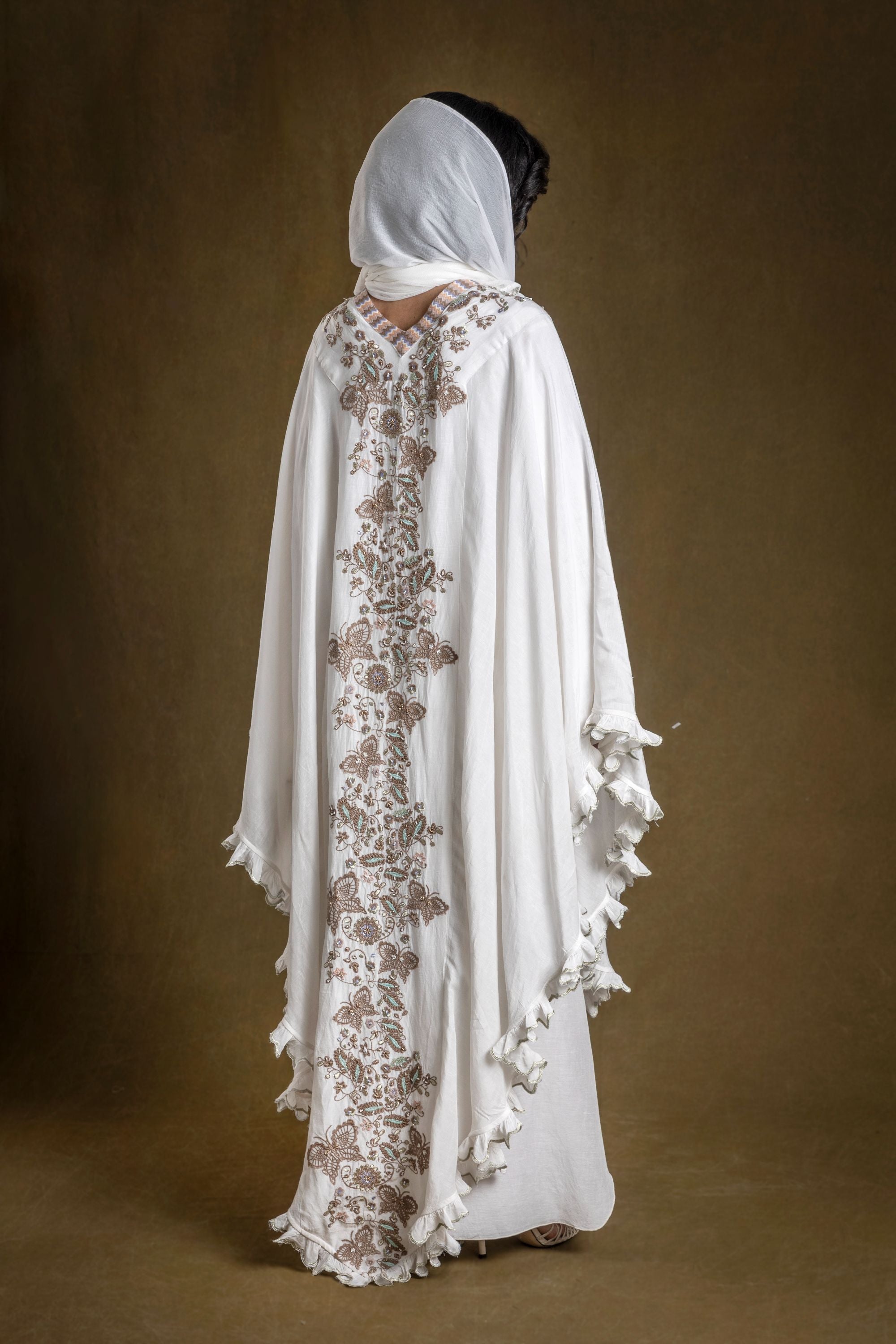 Khushal Jalabiya Dusala Cape with Embroidery & Embellishment
