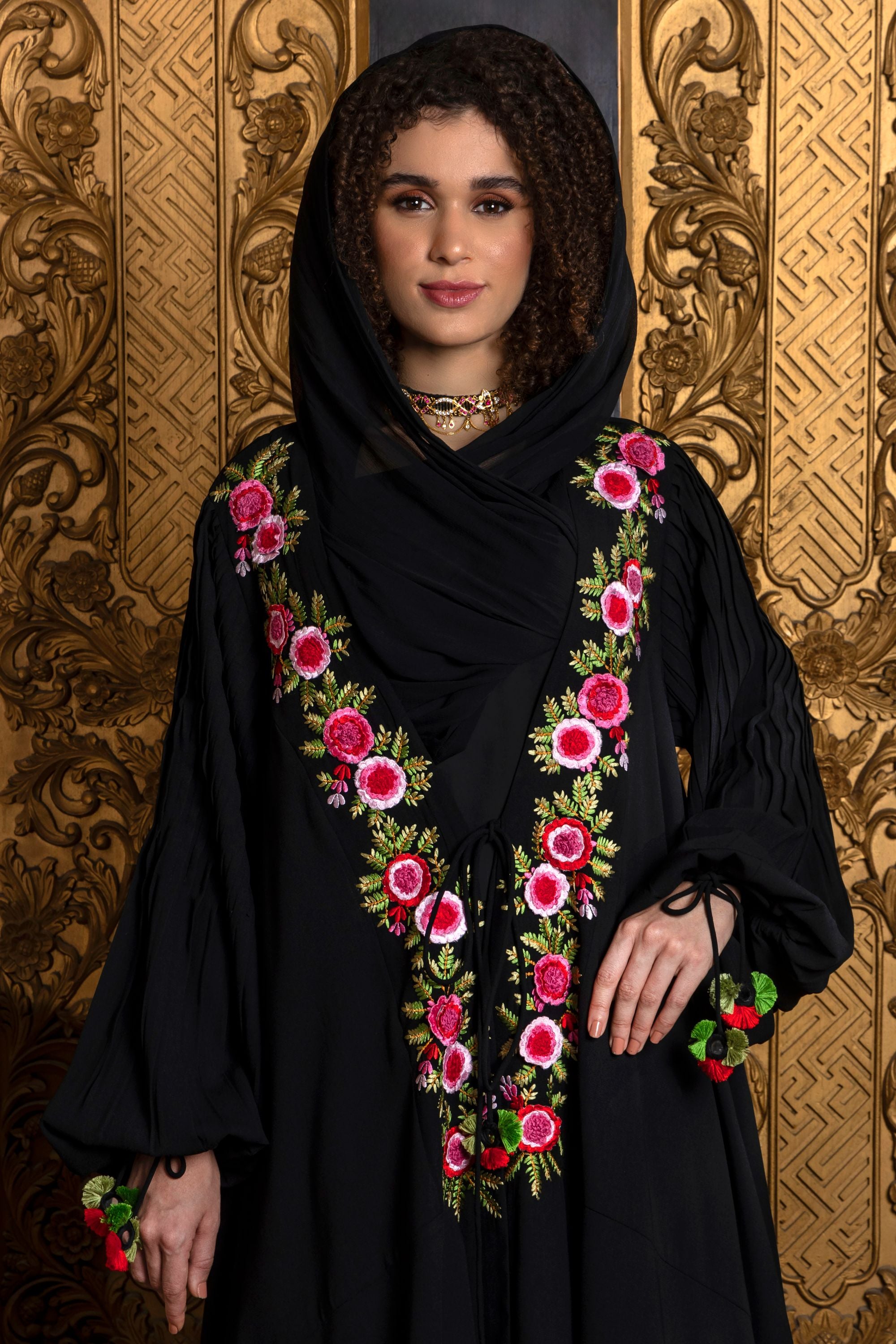 Malika Embroidered Abaya with Sheila