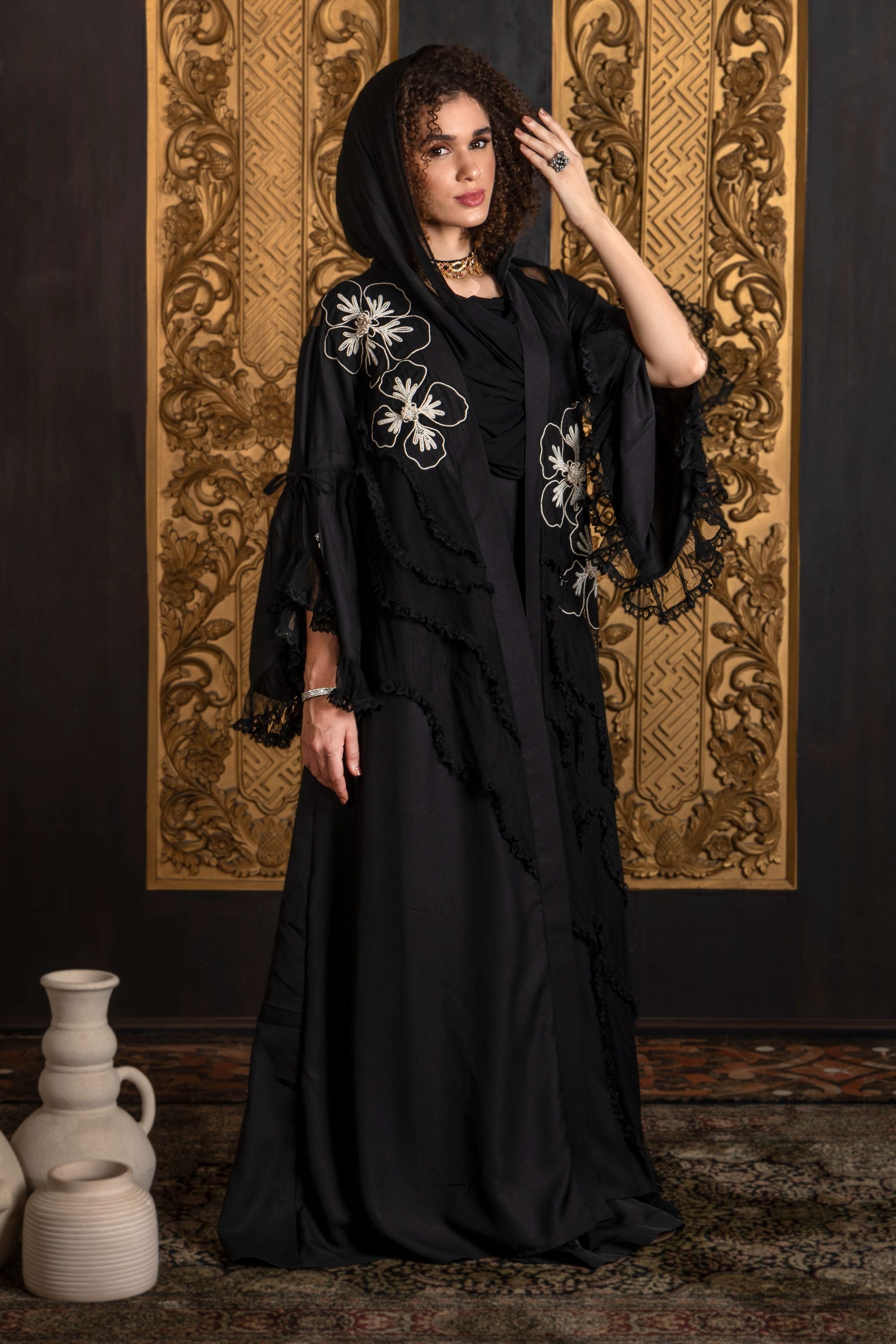Yaminah Embroidered Abaya with Sheila
