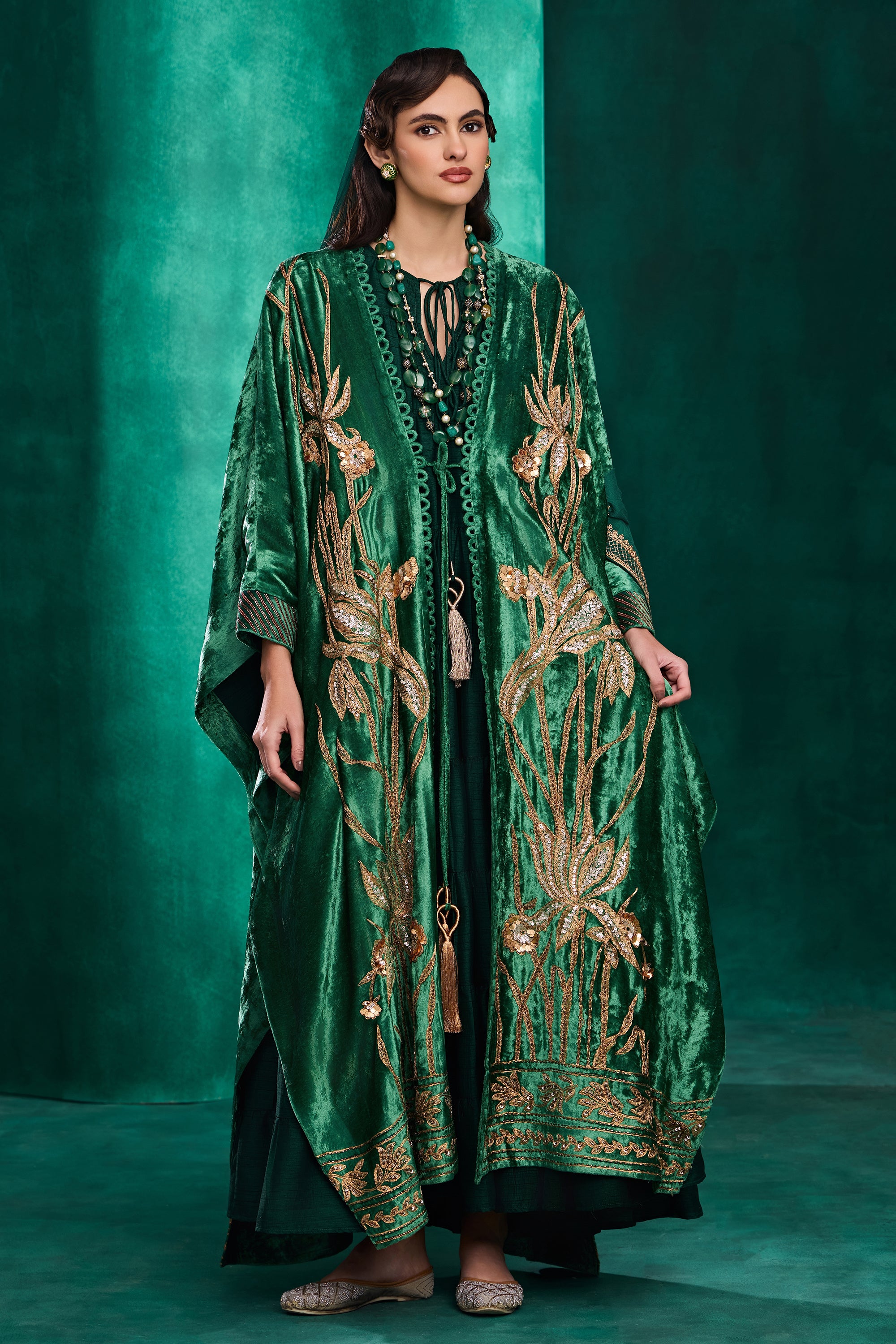 Asiya Embroidered Cape with Embellishment