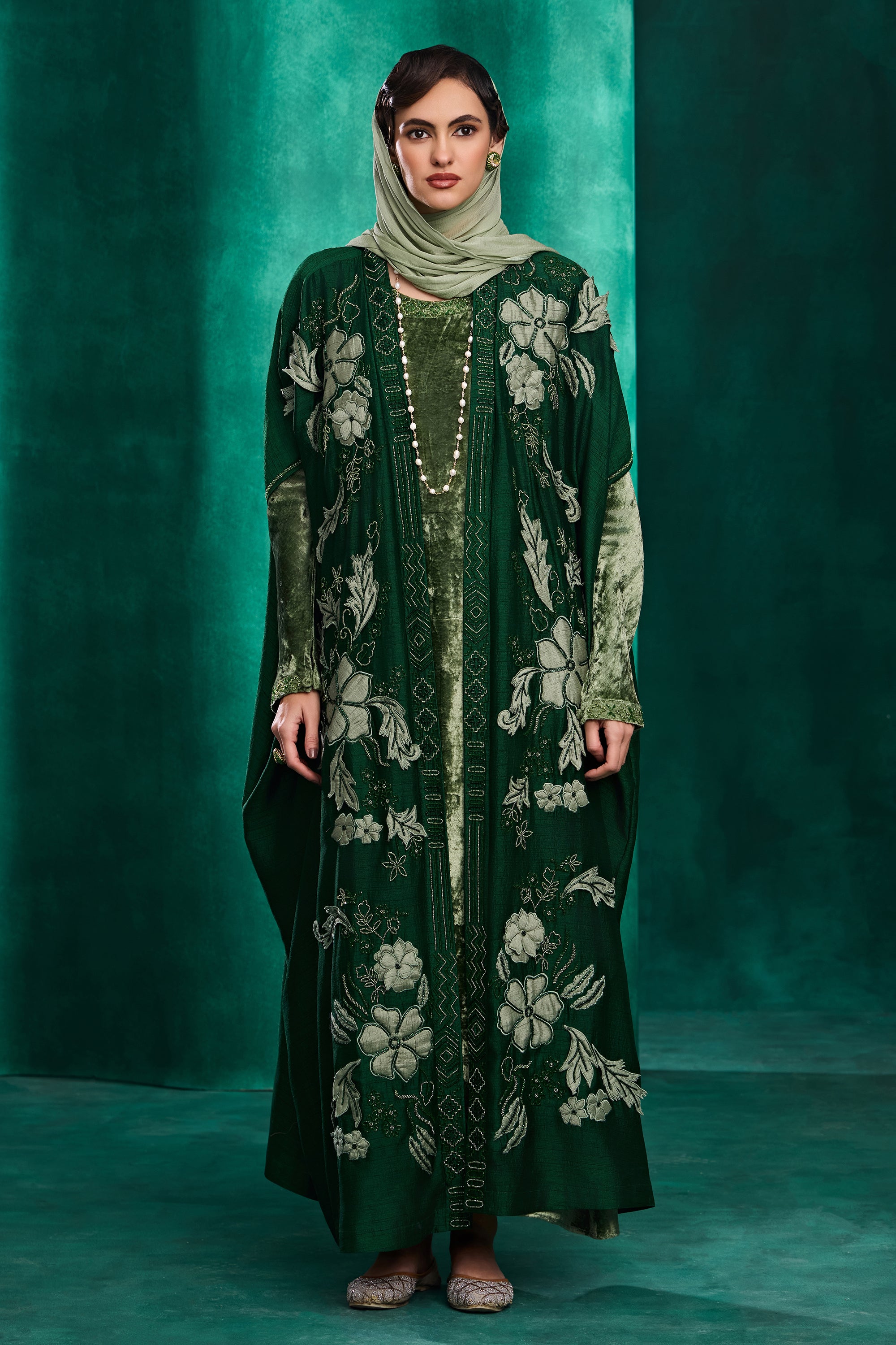 Dujaylah Embroidered Abaya with Embellishment