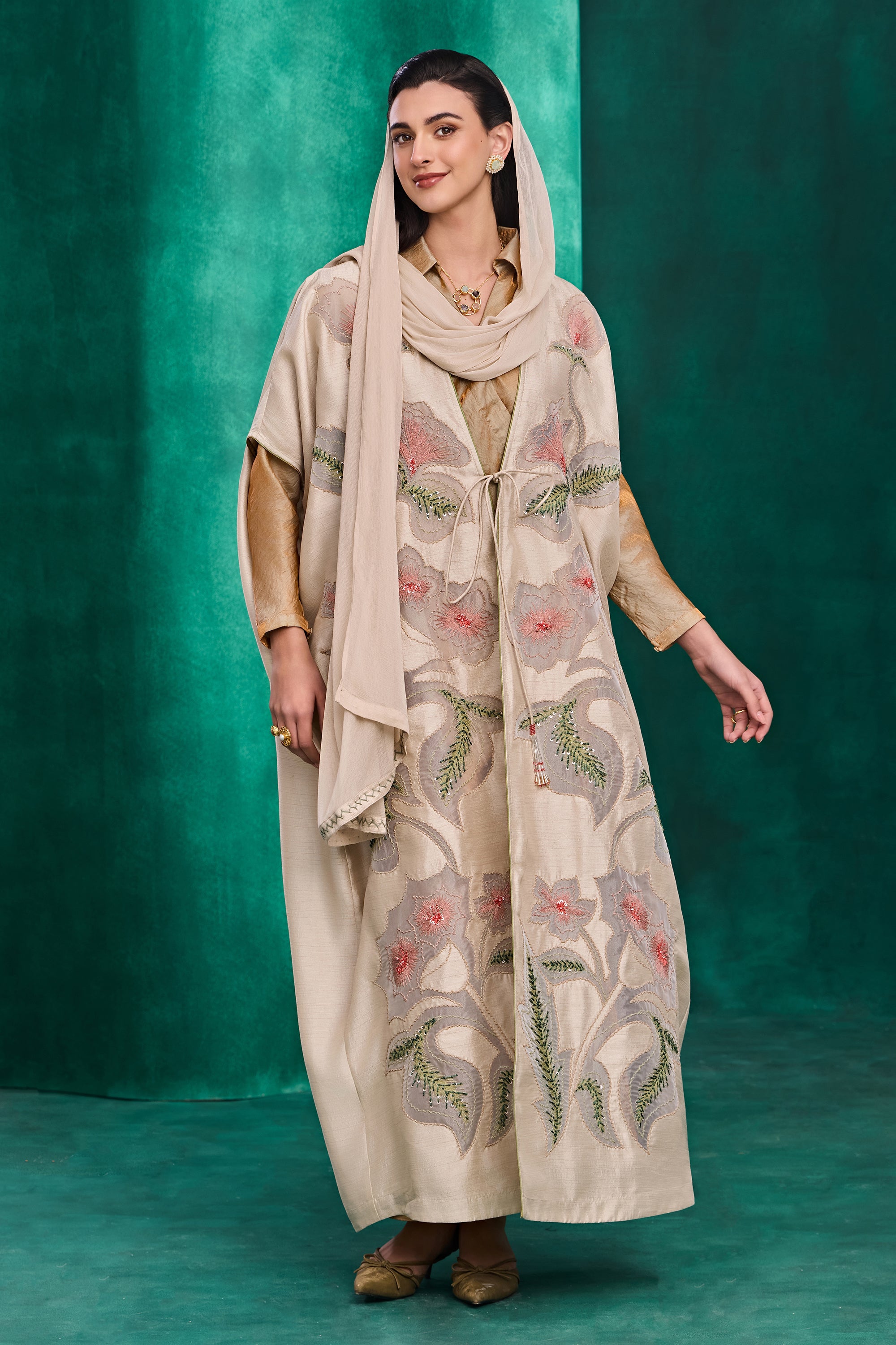 Athilah Embroidered Abaya with Embellishment