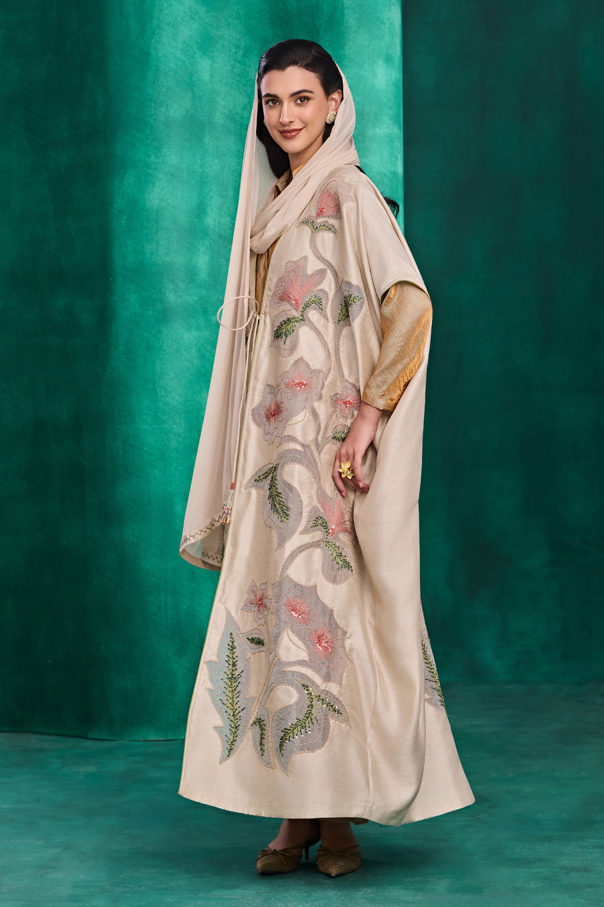 Athilah Embroidered Abaya with Embellishment