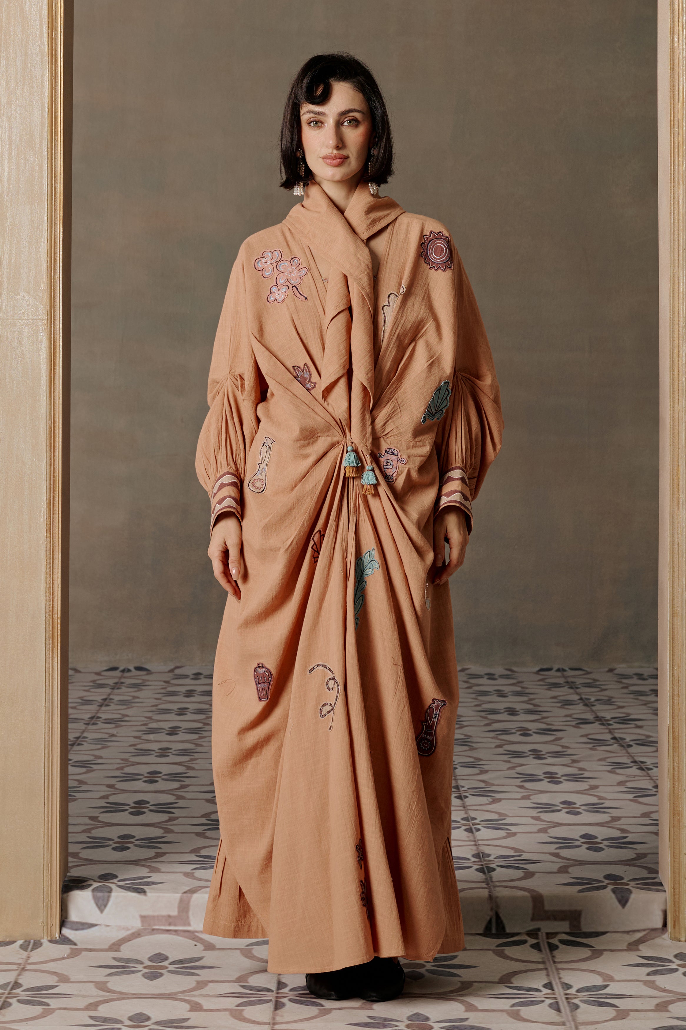 Nadwah Embroidered Abaya with Patchwork