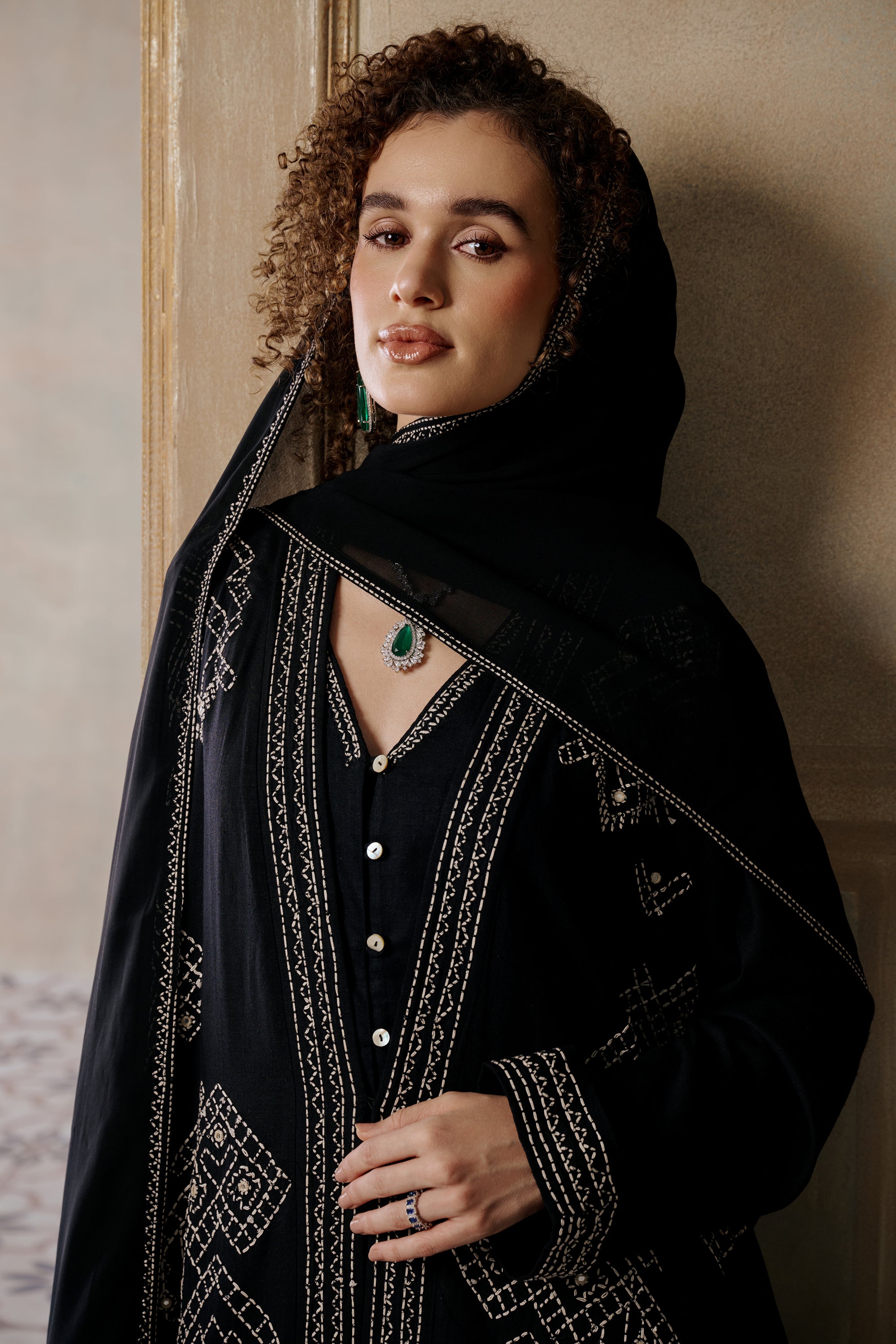 Rahmah Embroidered Abaya with Embellishment