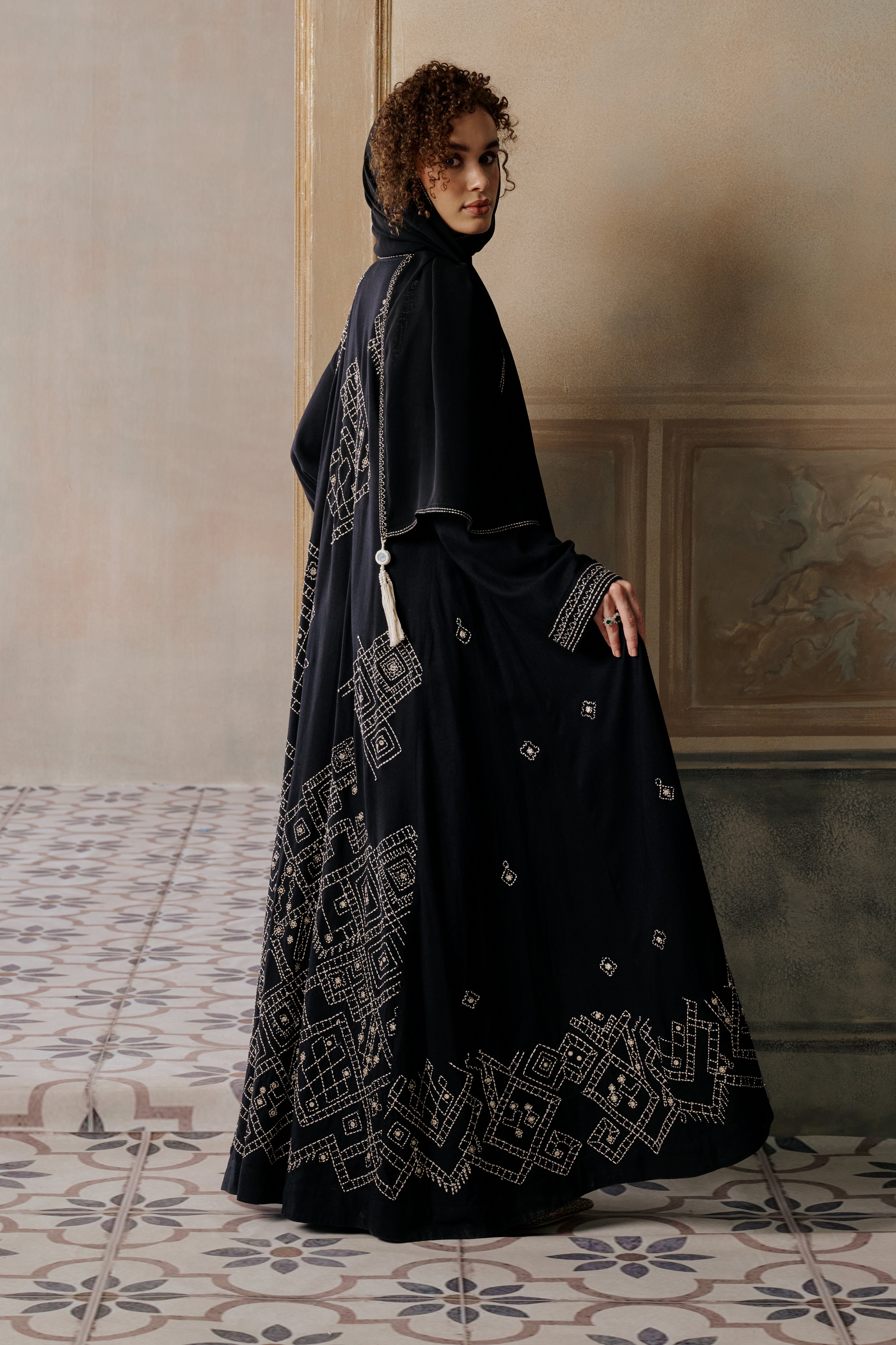 Rahmah Embroidered Abaya with Embellishment