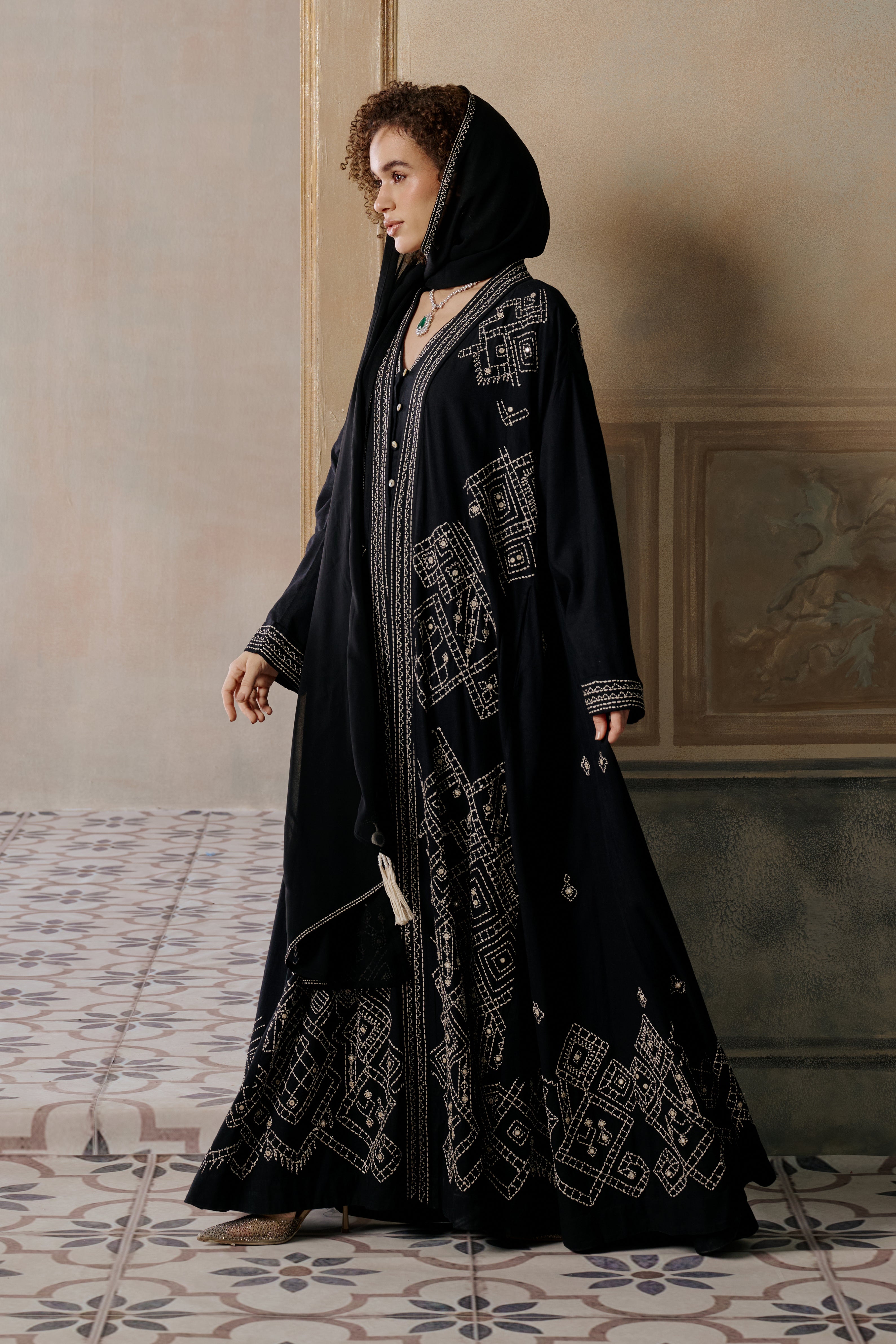 Rahmah Embroidered Abaya with Embellishment