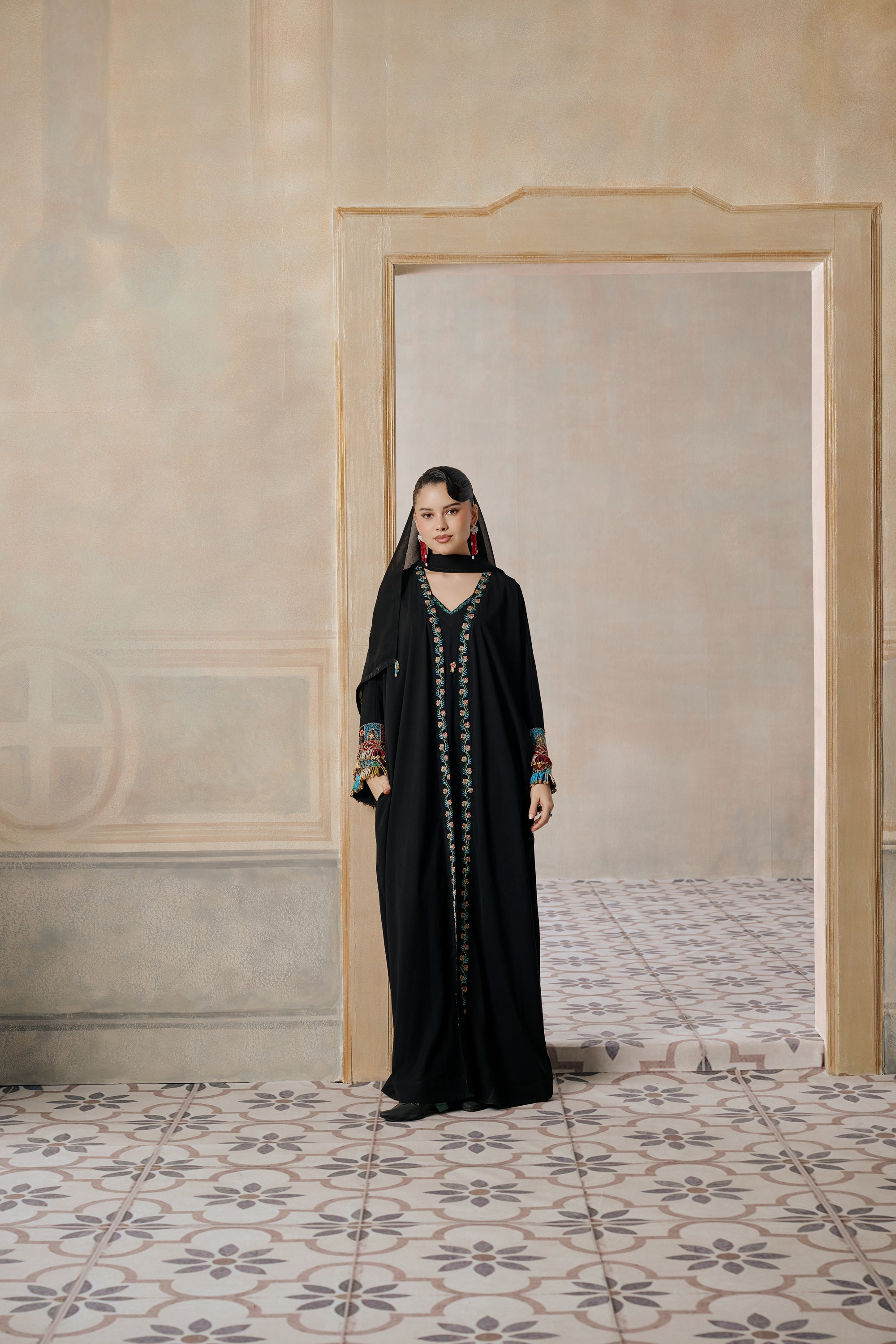 Hudhayfa Embroidered Abaya with Embellishment