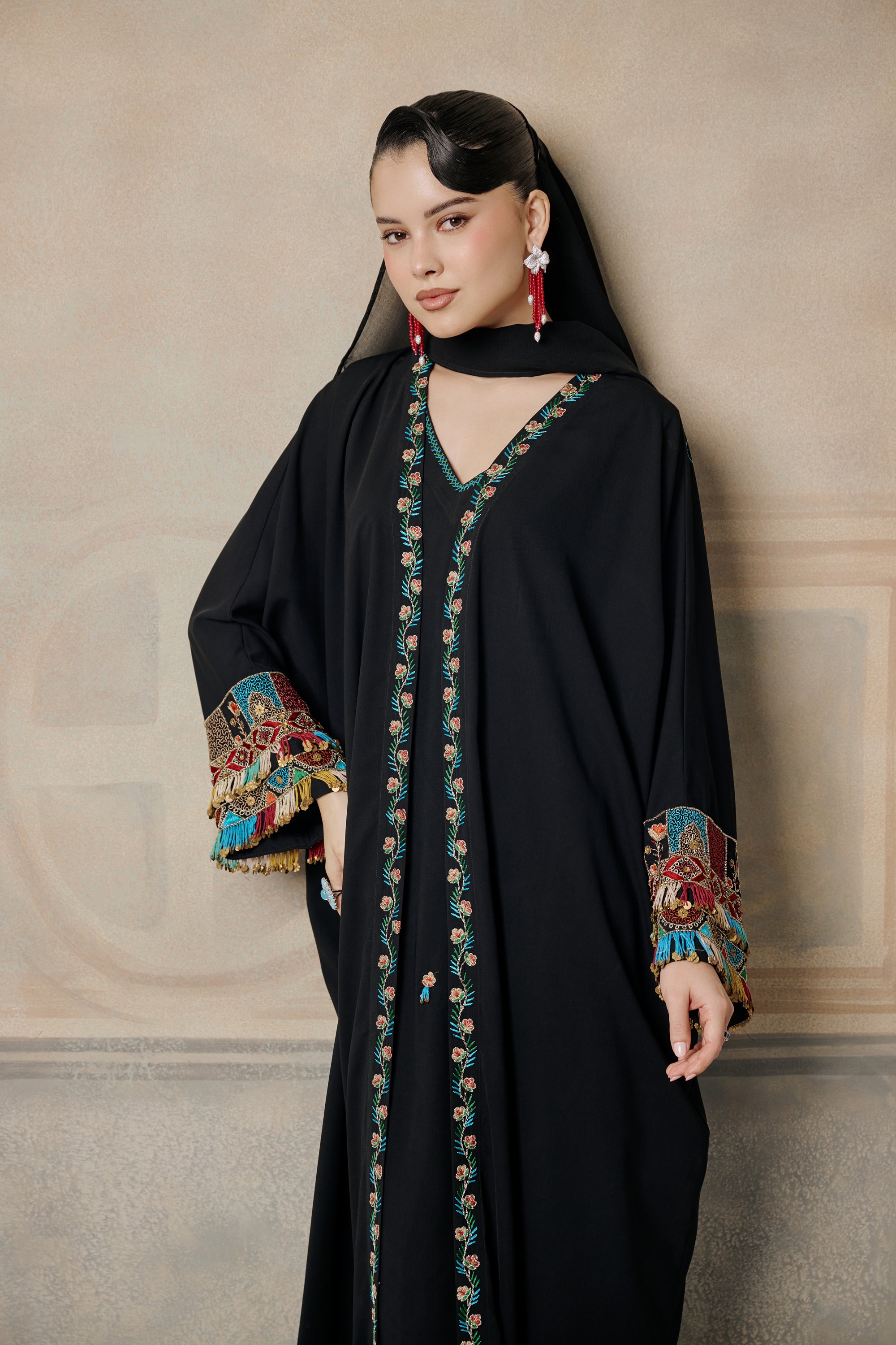 Hudhayfa Embroidered Abaya with Embellishment