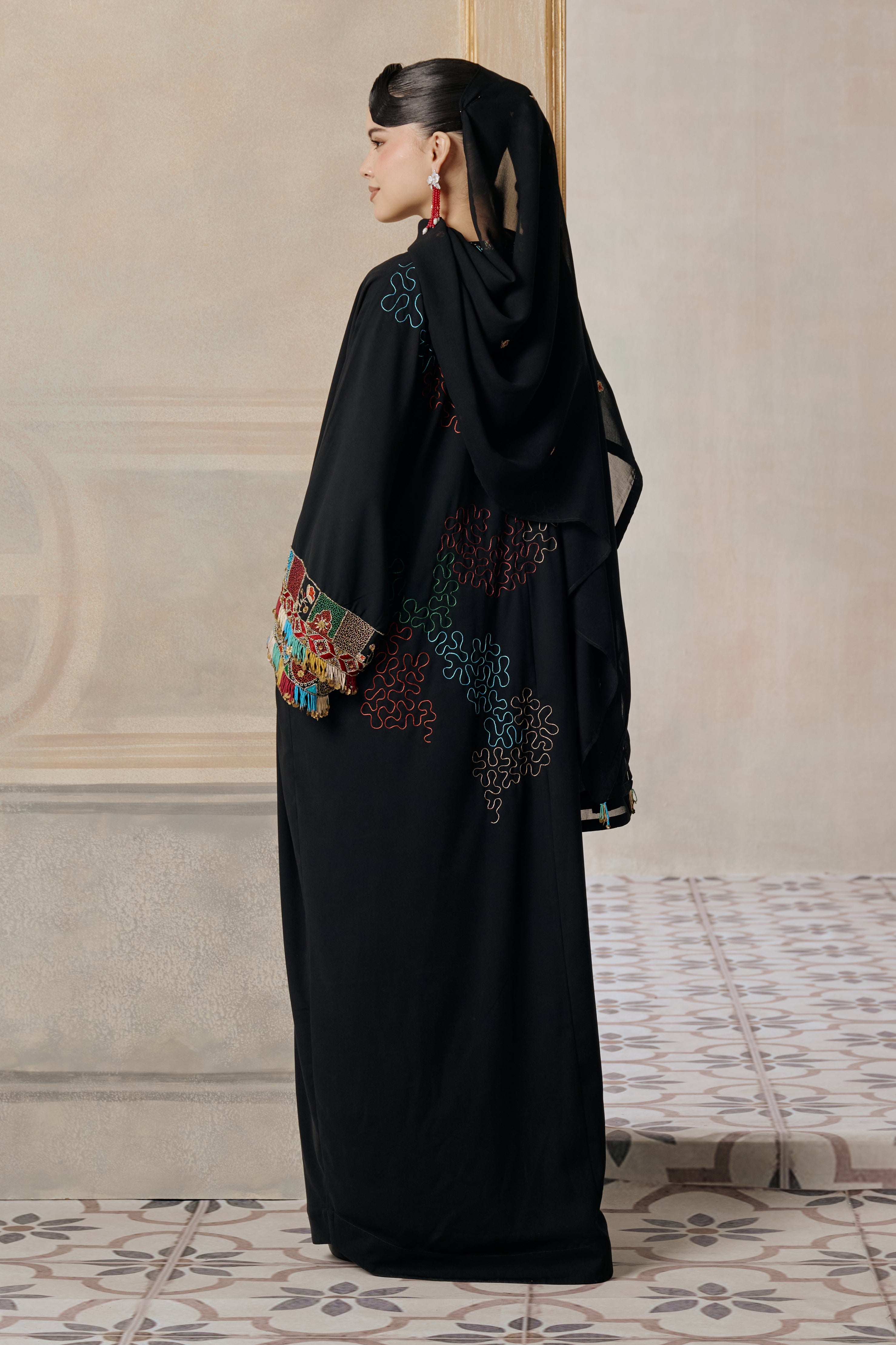 Hudhayfa Embroidered Abaya with Embellishment
