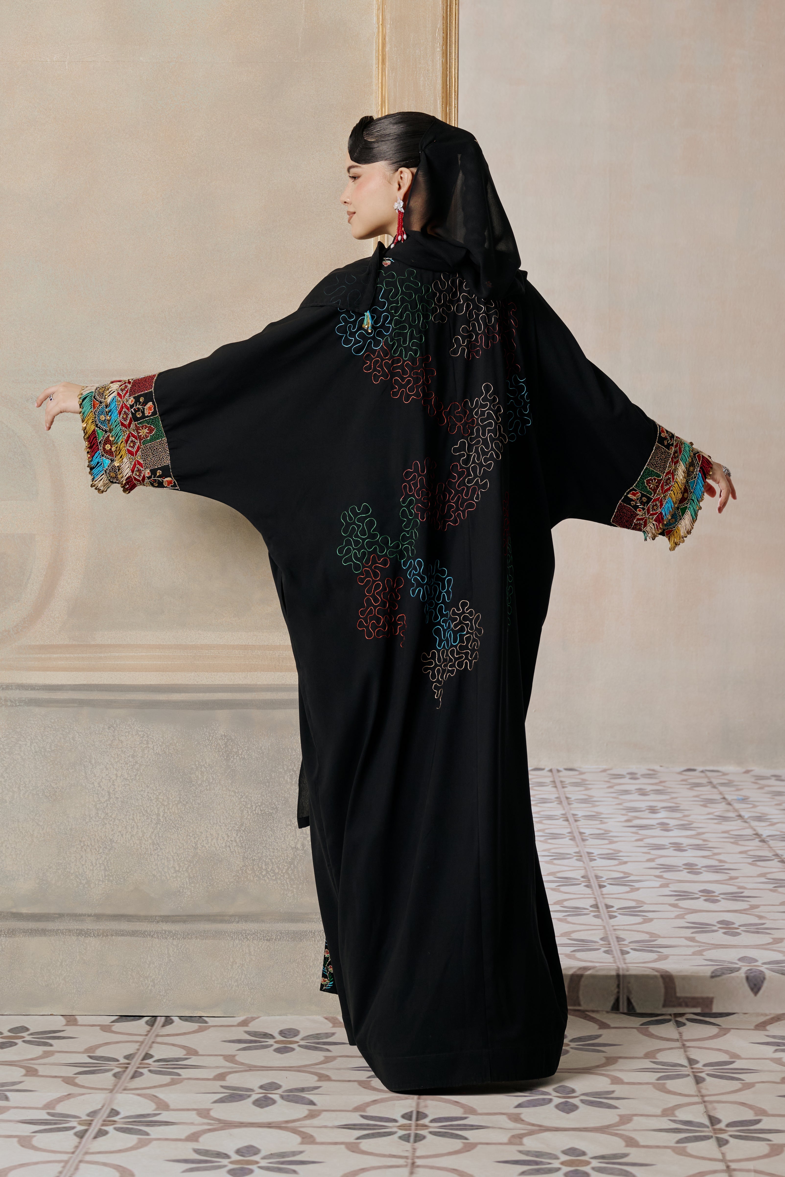 Hudhayfa Embroidered Abaya with Embellishment