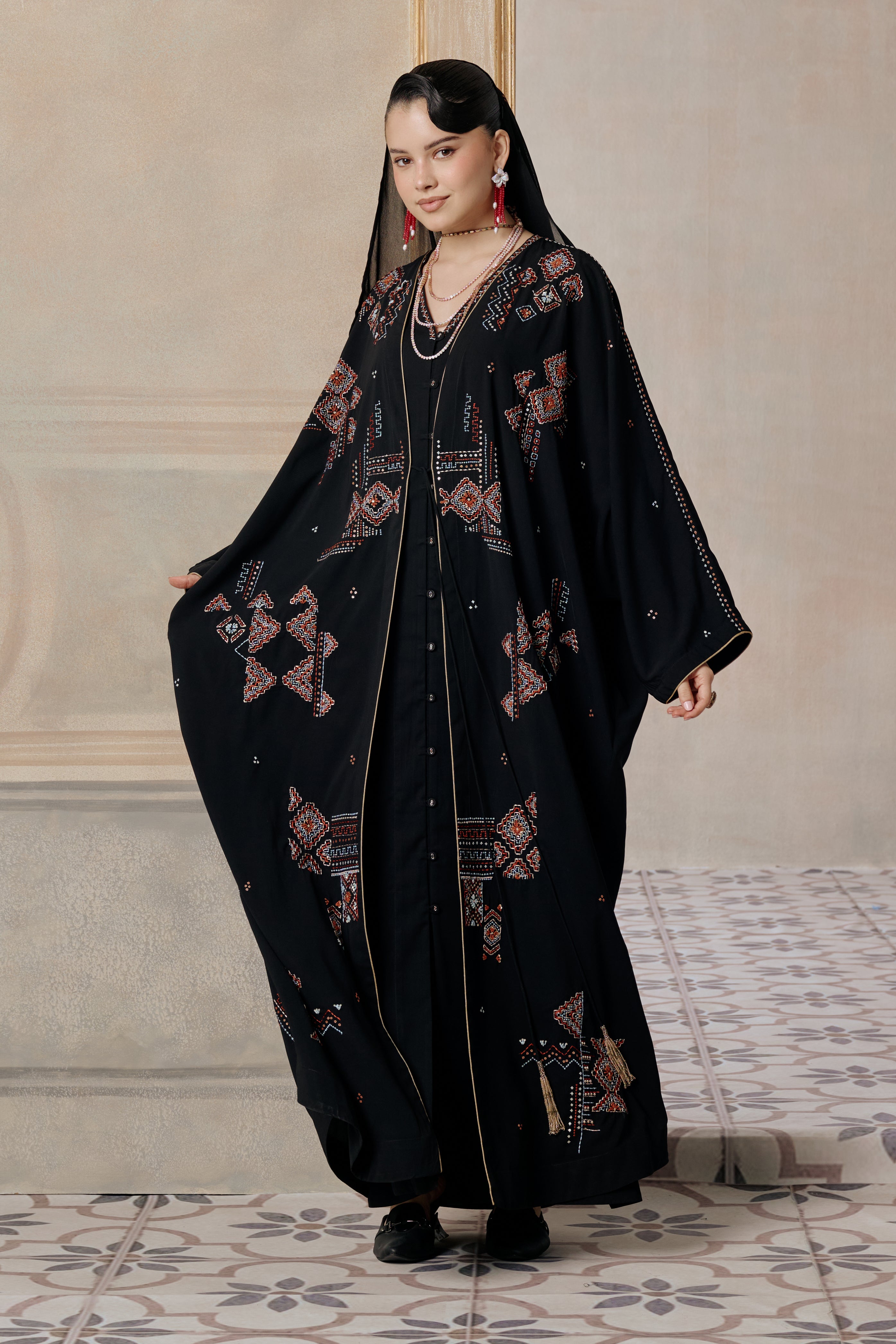 Lamis Embroidered Abaya with Embellishment