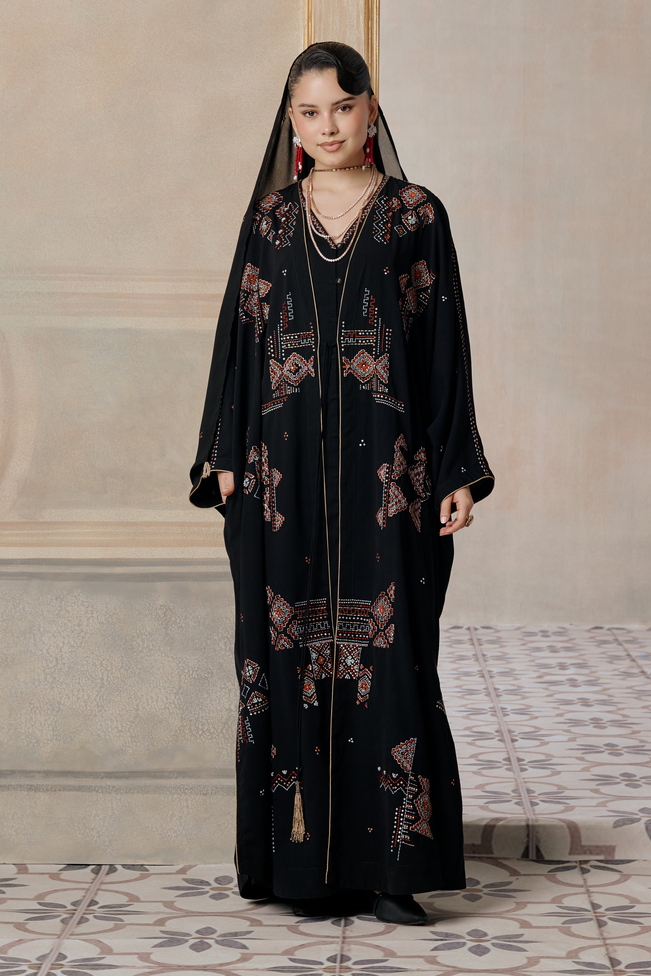 Lamis Embroidered Abaya with Embellishment
