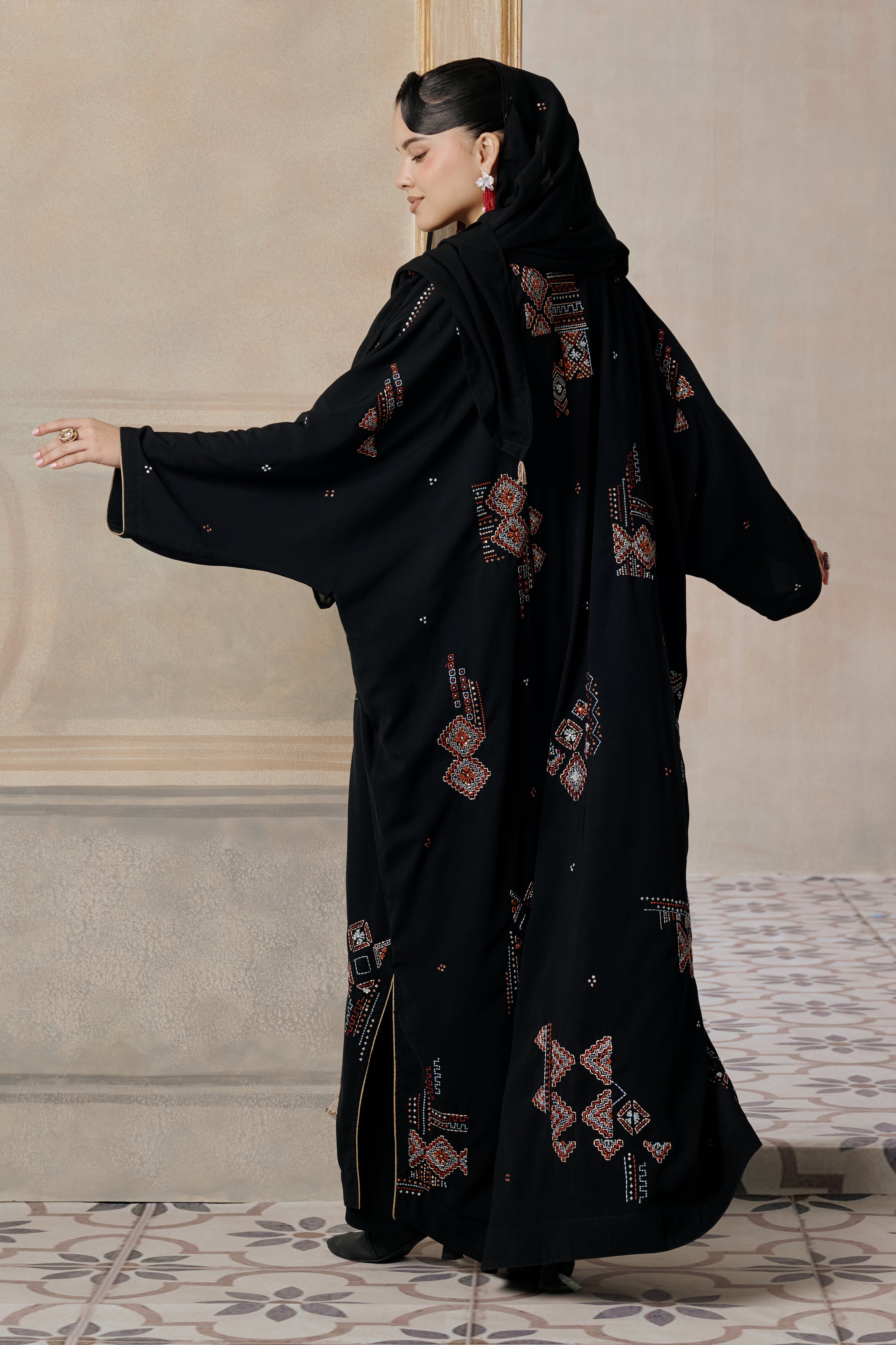 Lamis Embroidered Abaya with Embellishment