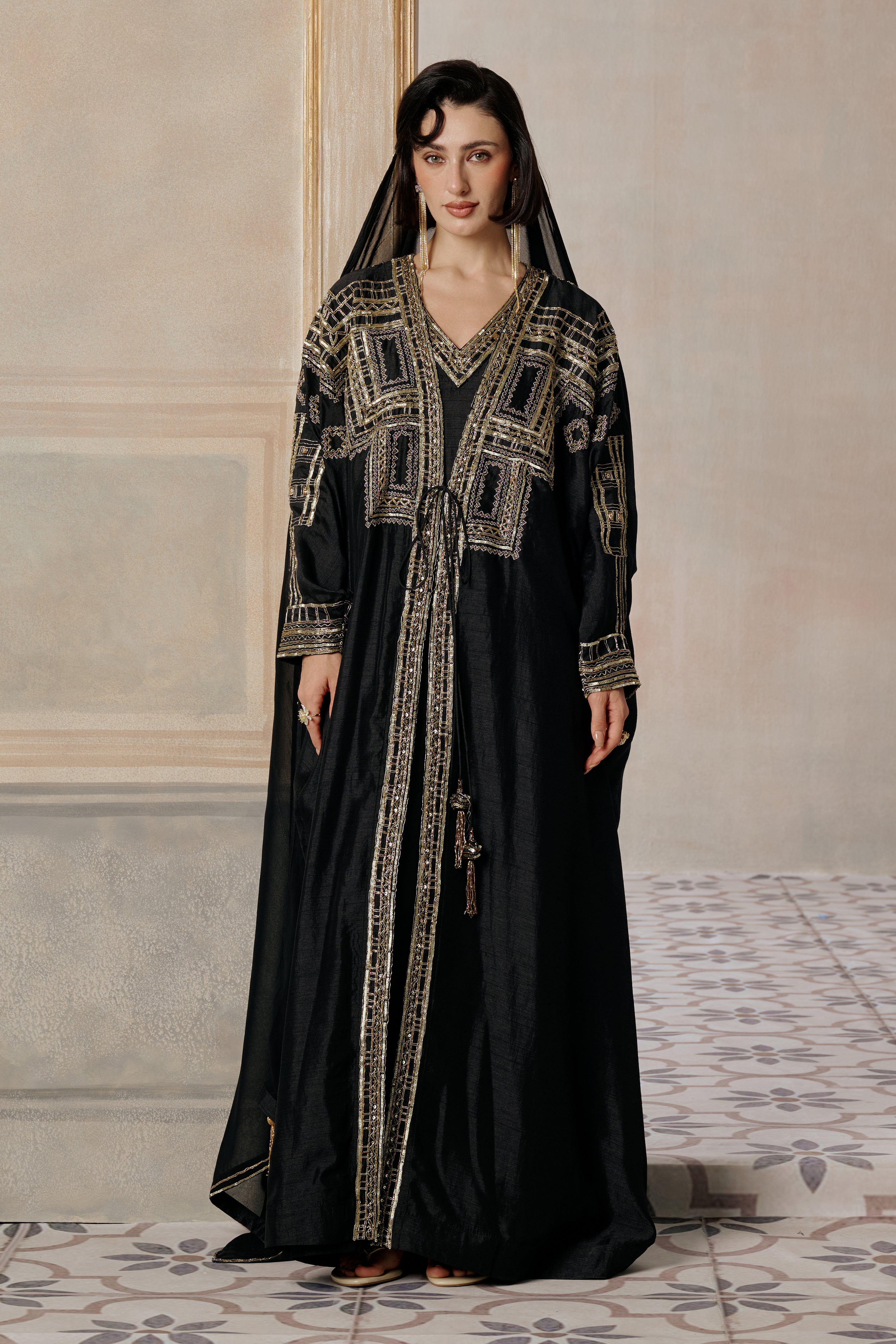 Khawater Embroidered Abaya with Embellishment