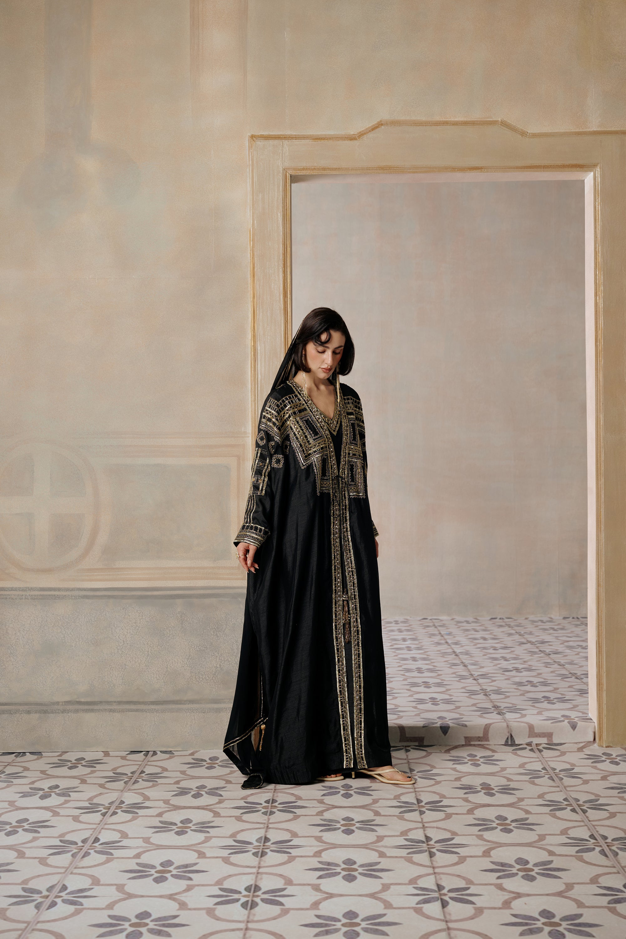 Khawater Embroidered Abaya with Embellishment