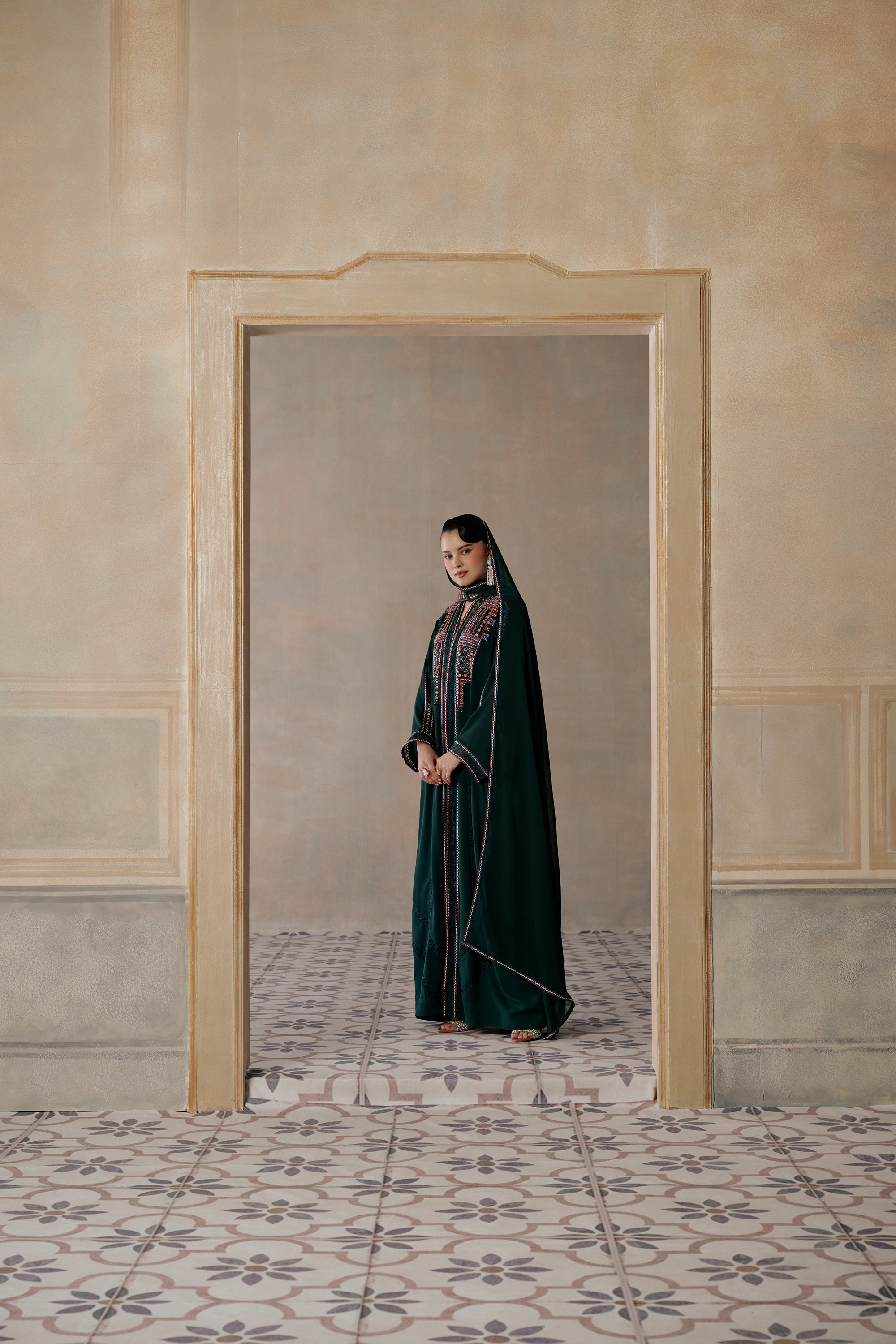 Mahasin Embroidered Abaya with Embellishment
