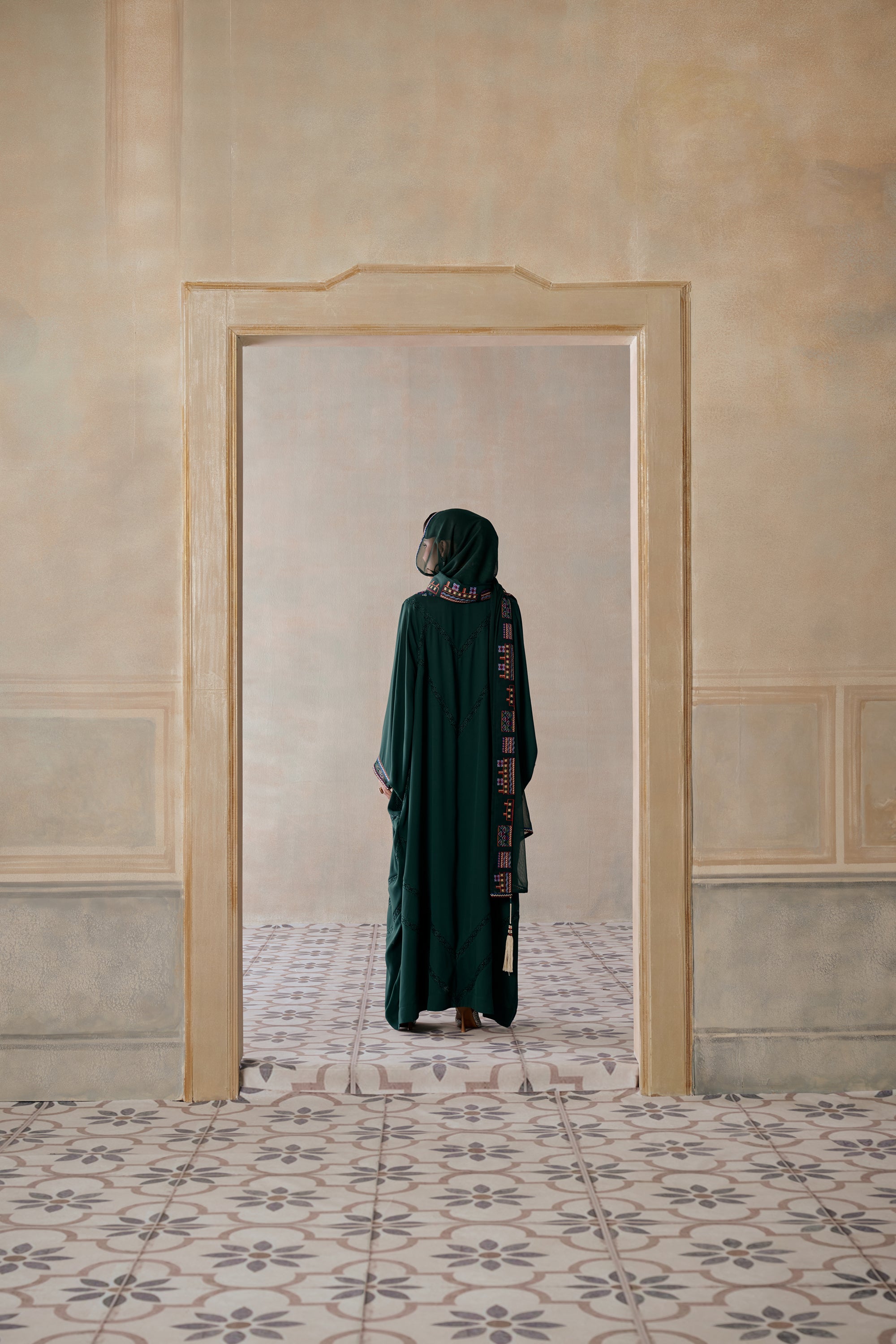 Mahasin Embroidered Abaya with Embellishment
