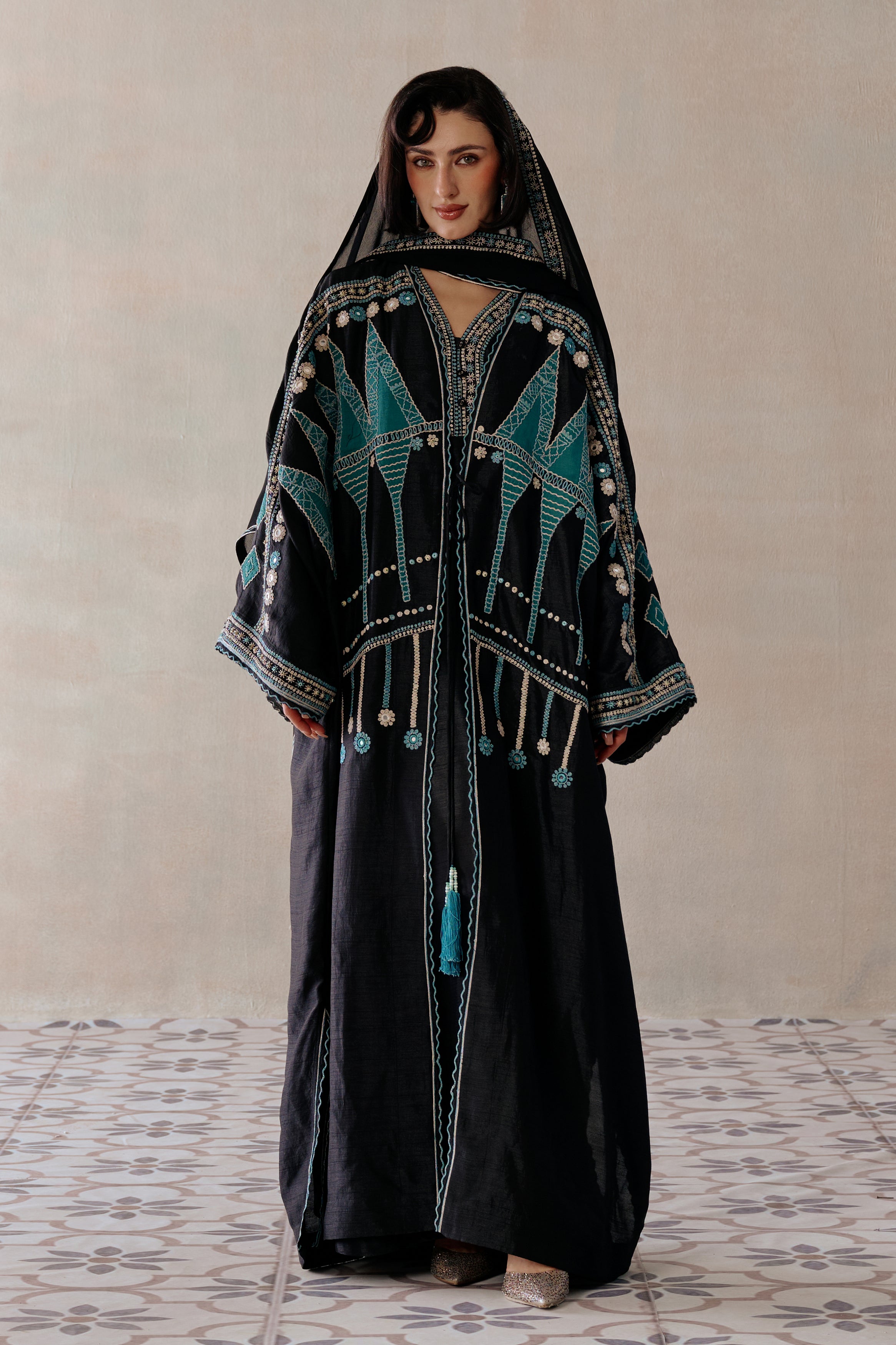 Mahitab Applique Work Embroidered Abaya