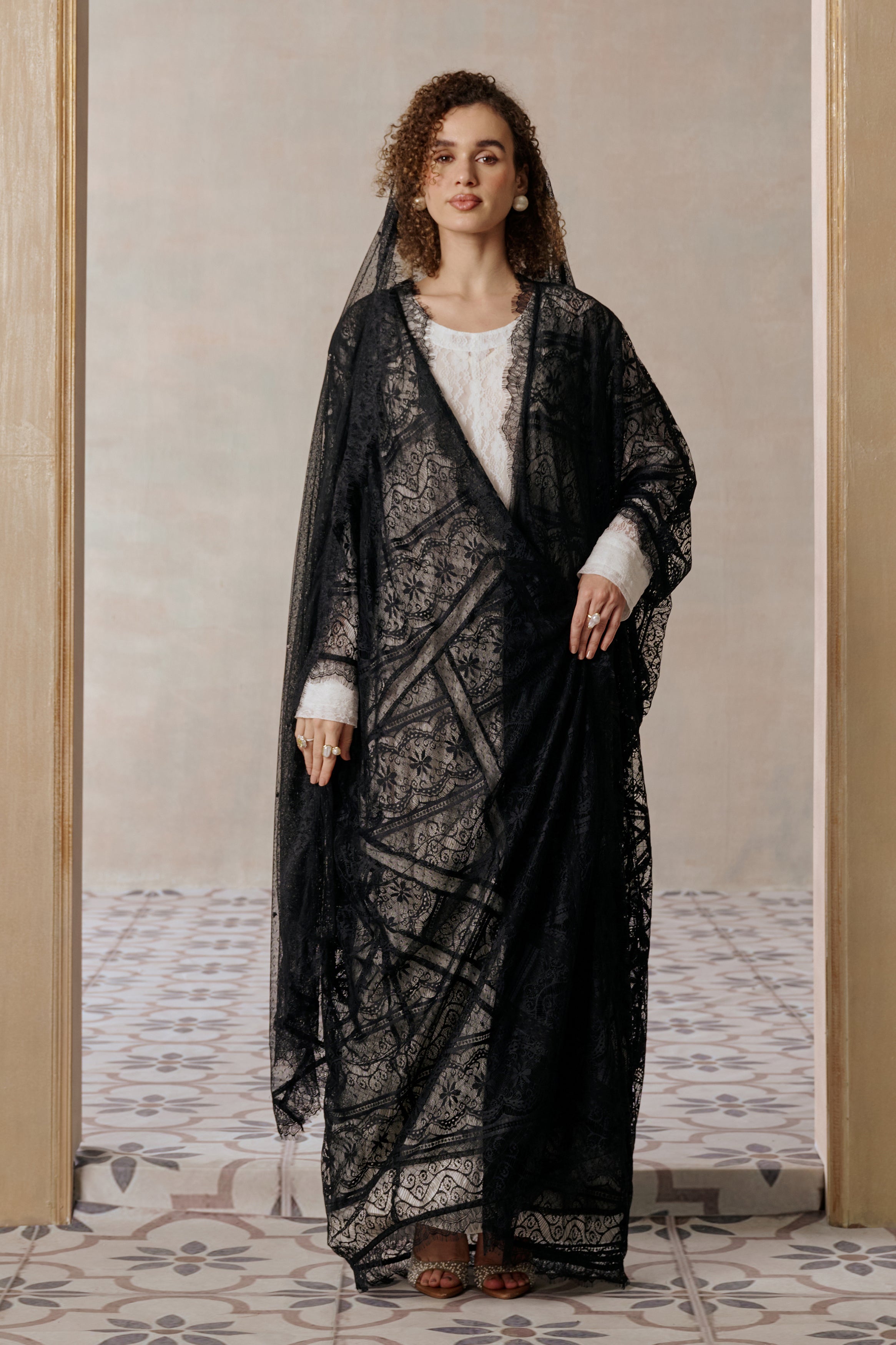 Asmaa Abaya with Lace Detailing