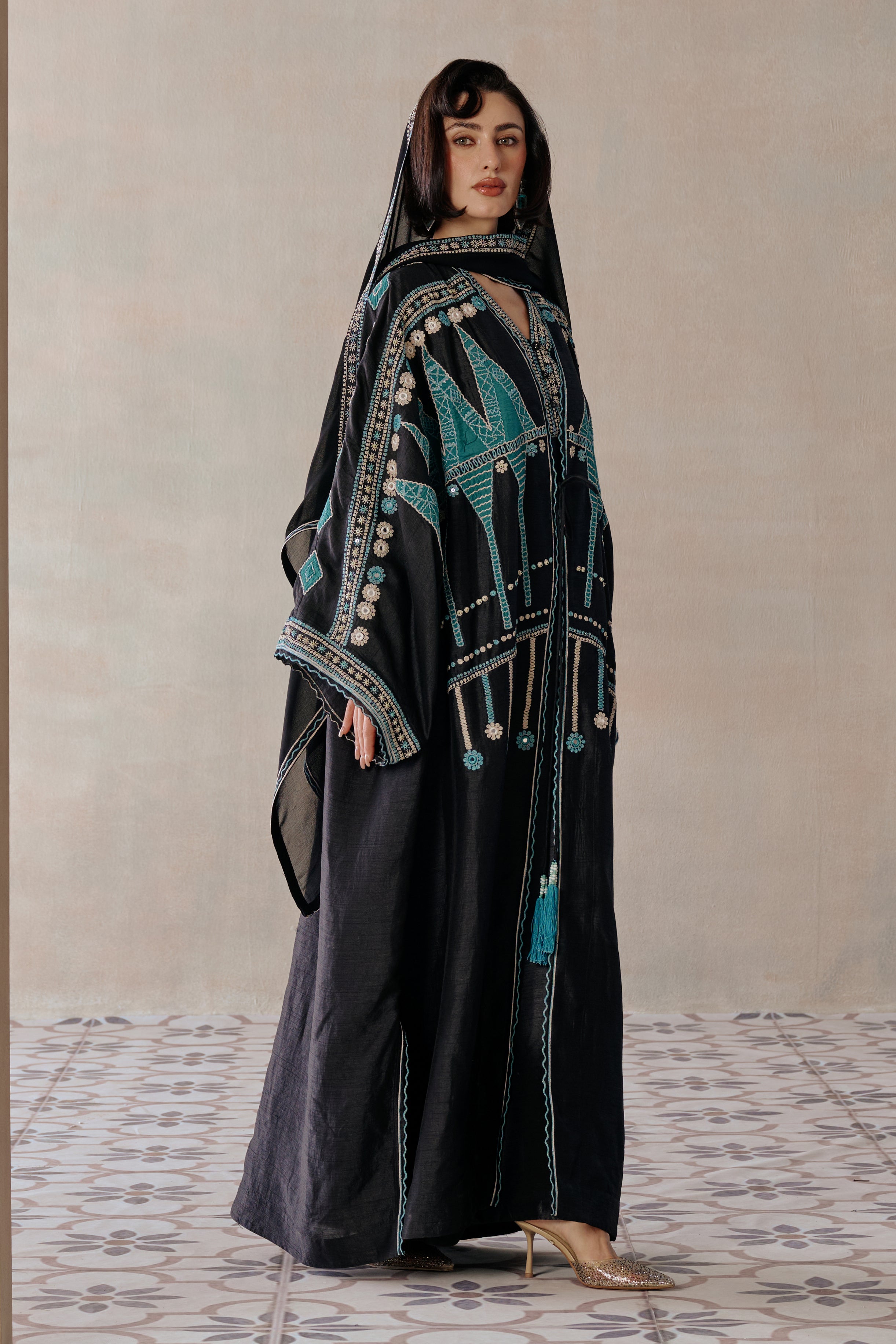 Mahitab Applique Work Embroidered Abaya