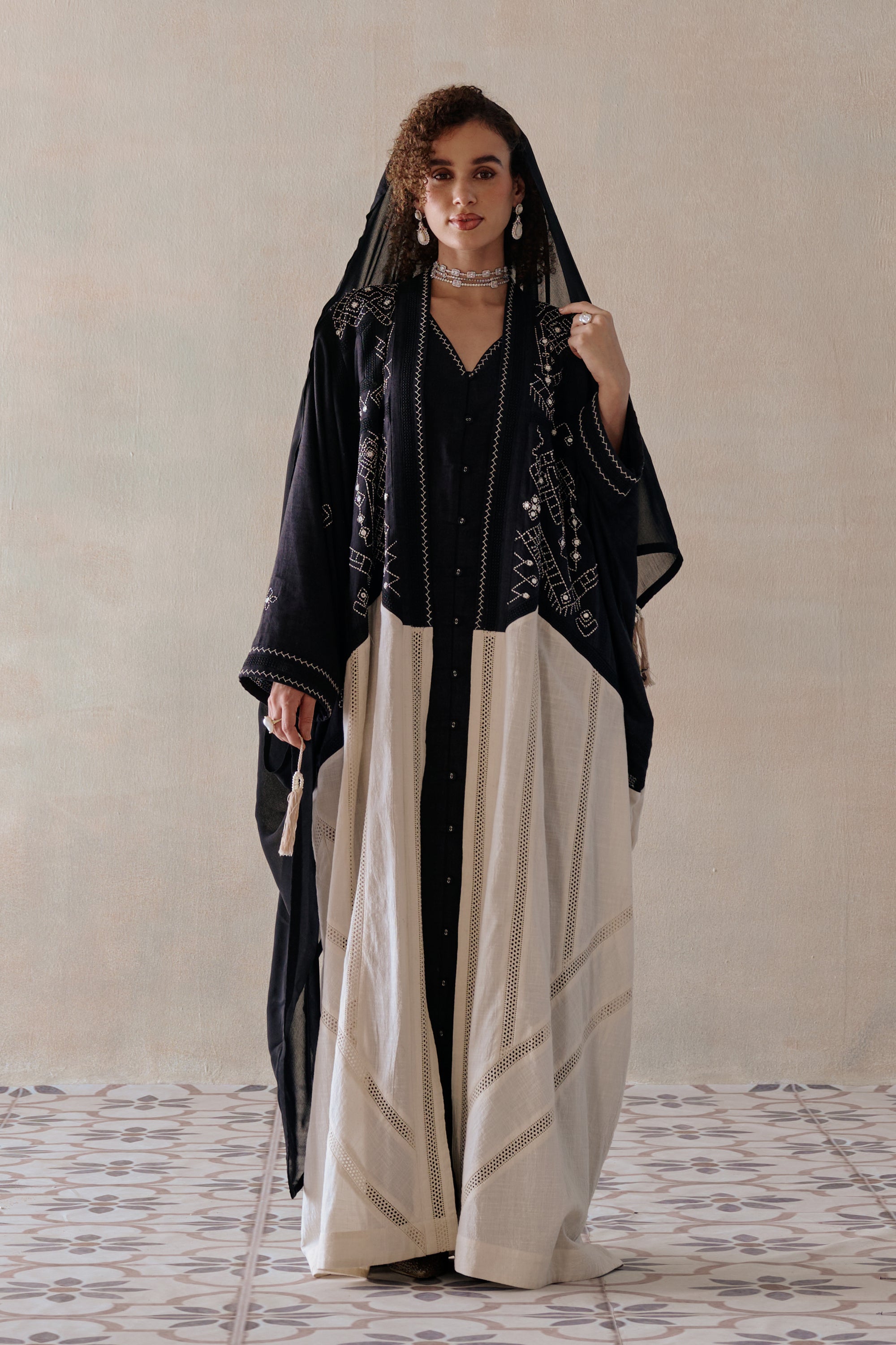 Nasima Embroidered Abaya with Embellishment