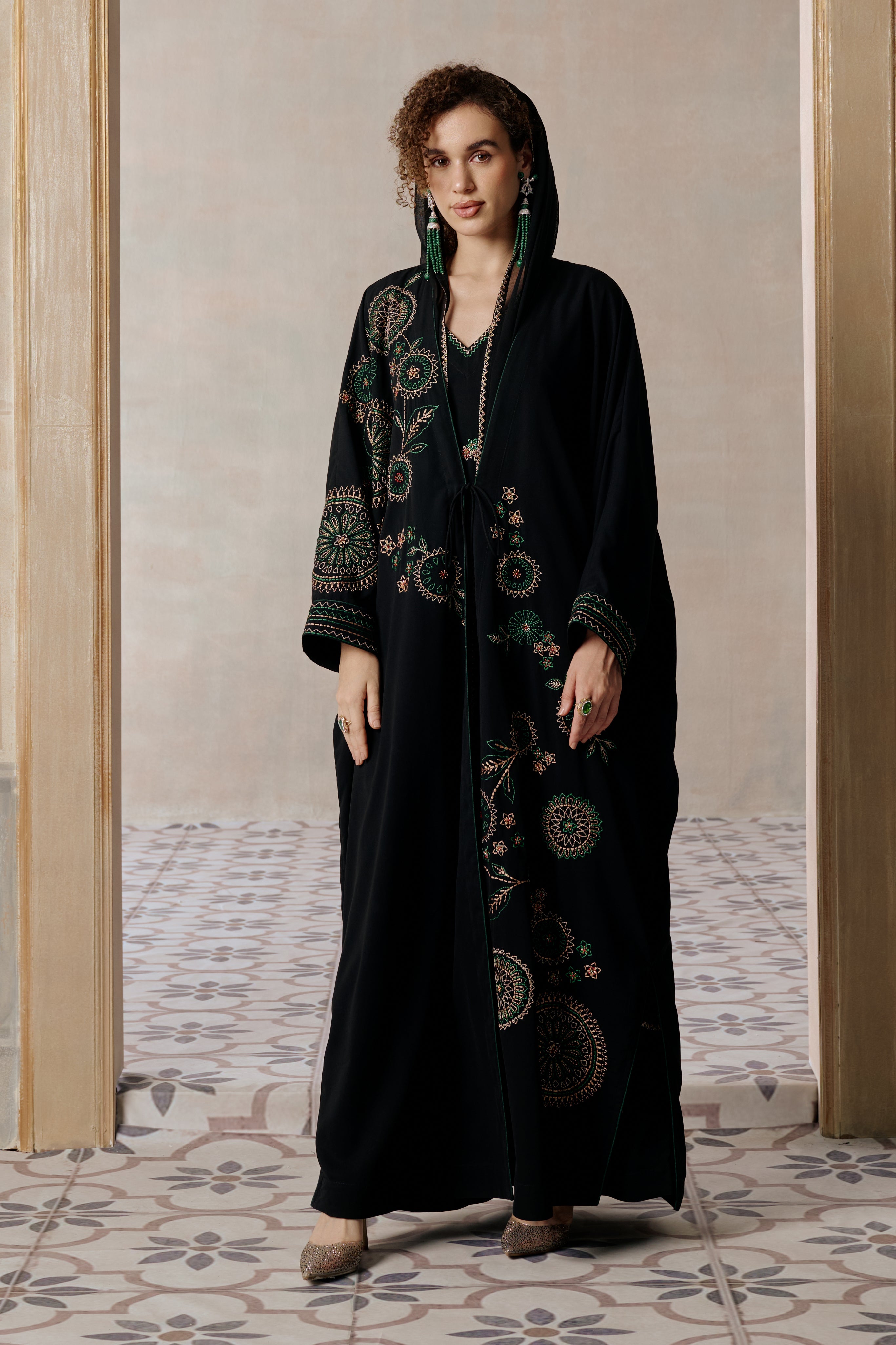 Ikram Embroidered Abaya with Embellishment