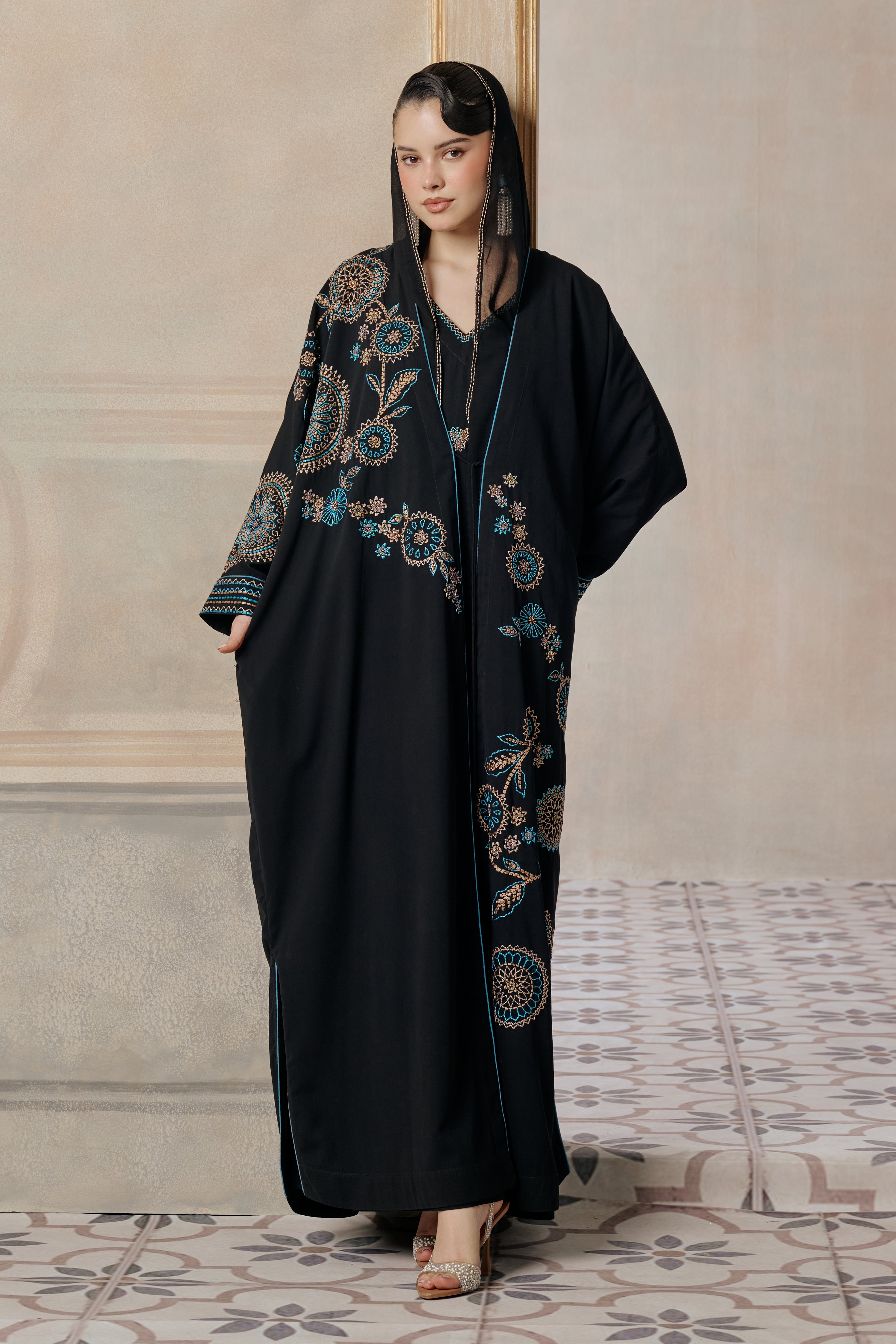 Ijlal Embroidered Abaya with Embellishment