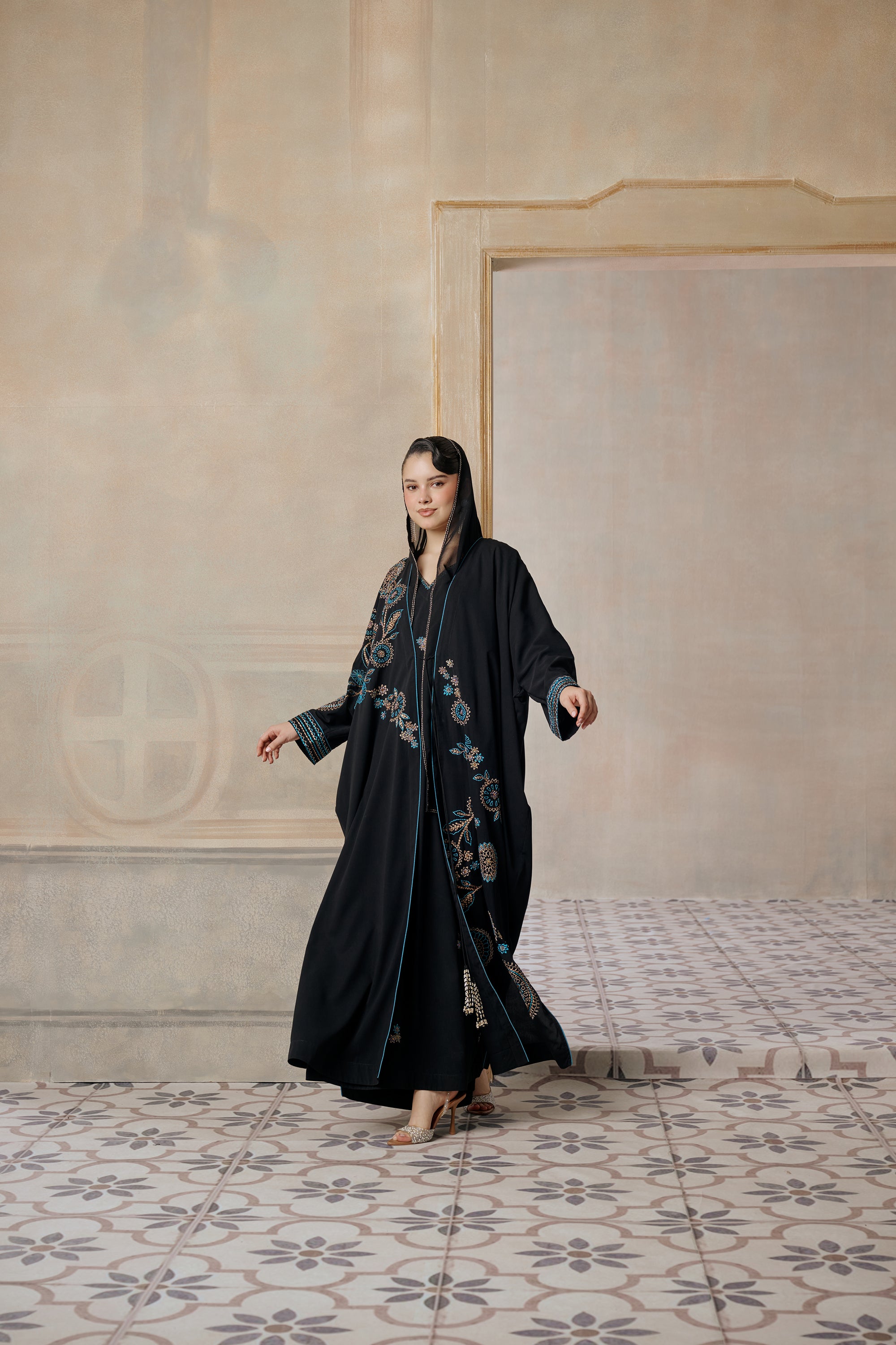 Ijlal Embroidered Abaya with Embellishment