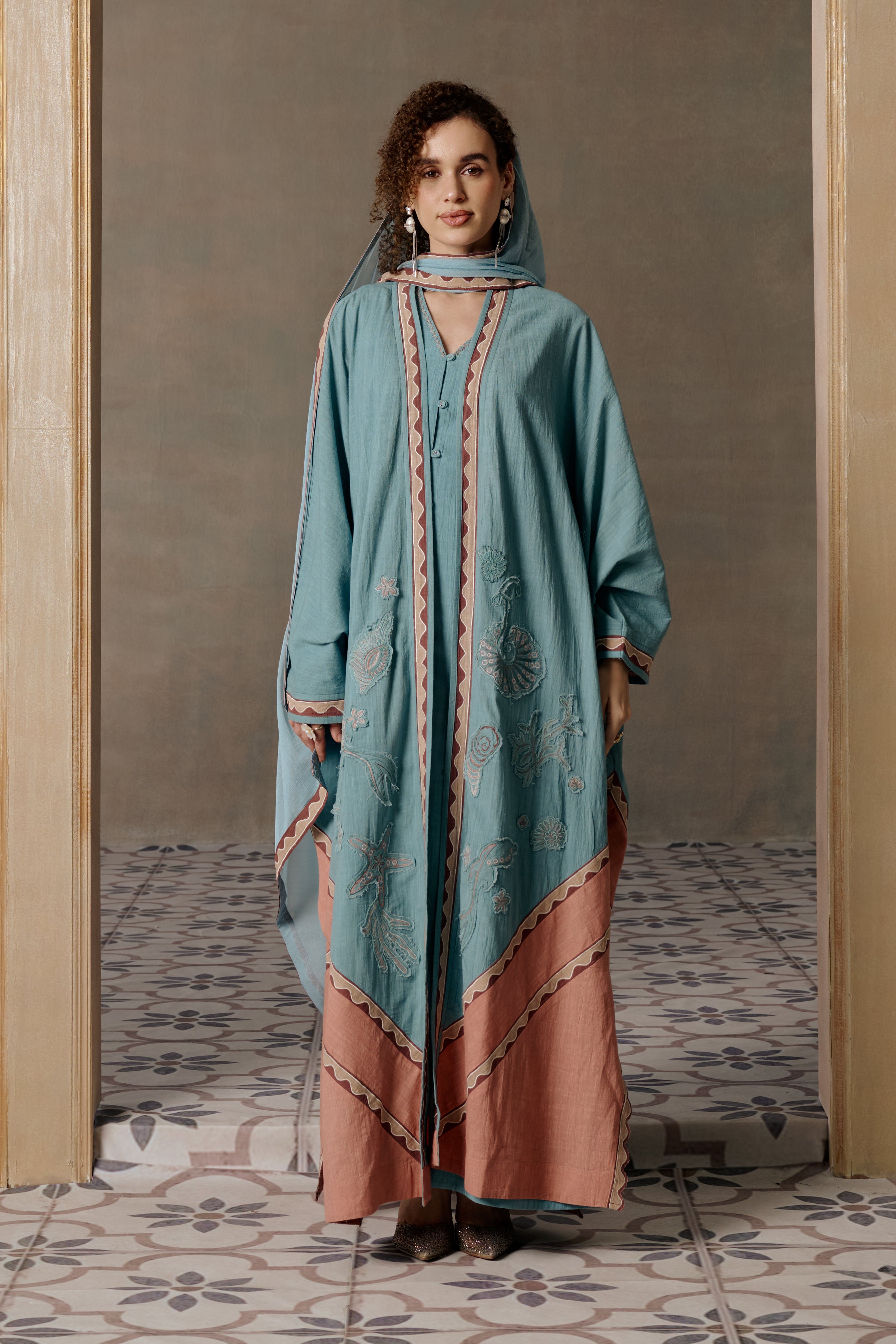 Maysan Embroidered Abaya with Patch Work