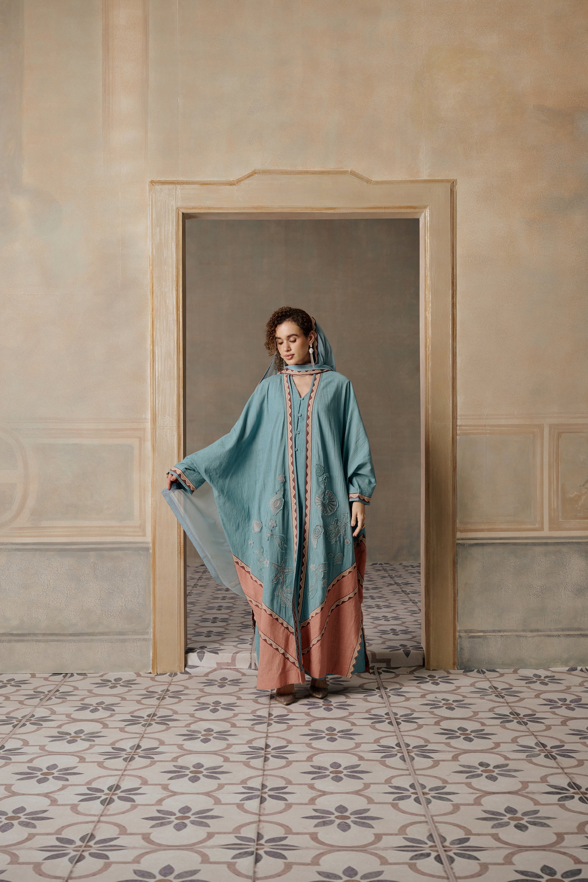 Maysan Embroidered Abaya with Patch Work