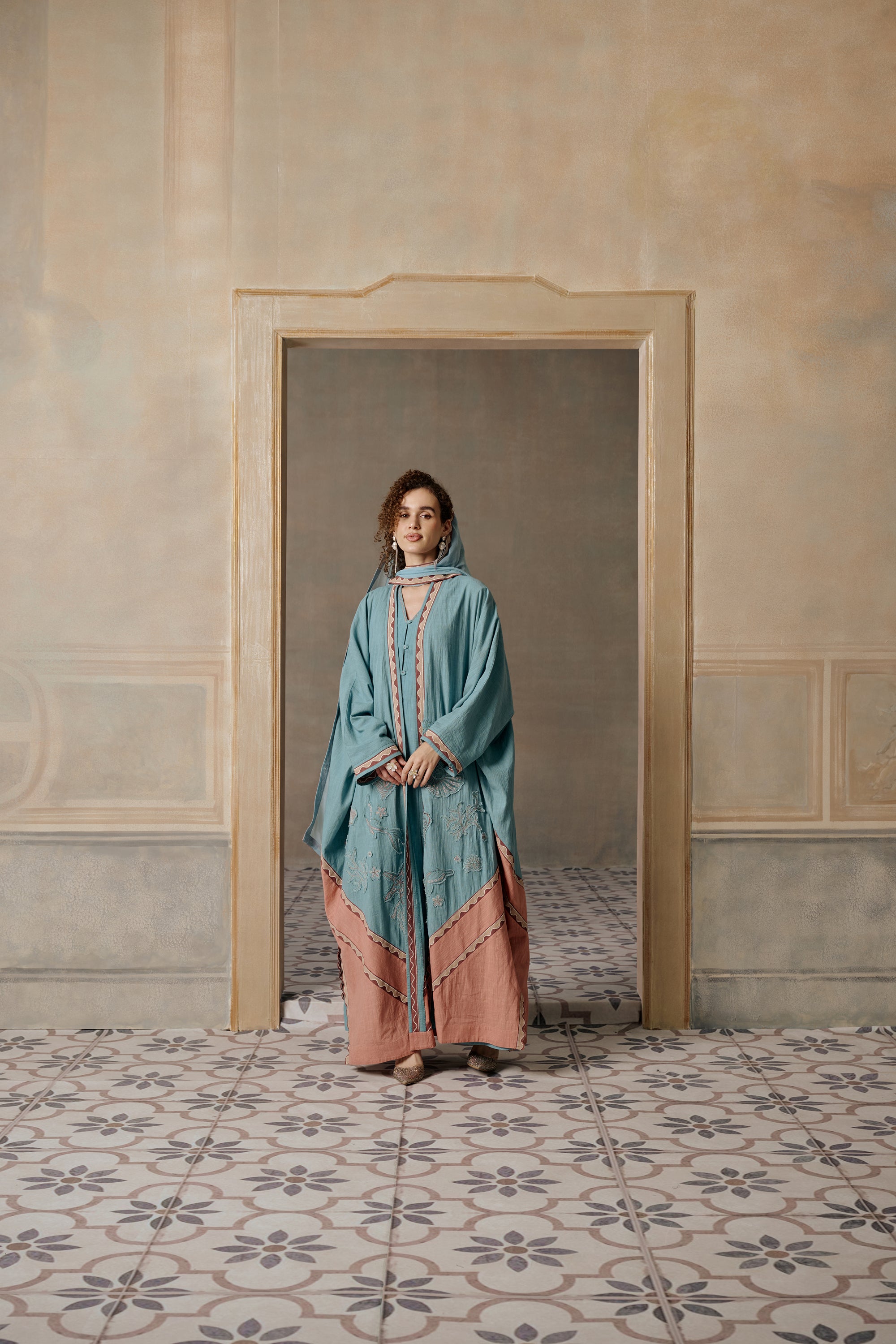 Maysan Embroidered Abaya with Patch Work