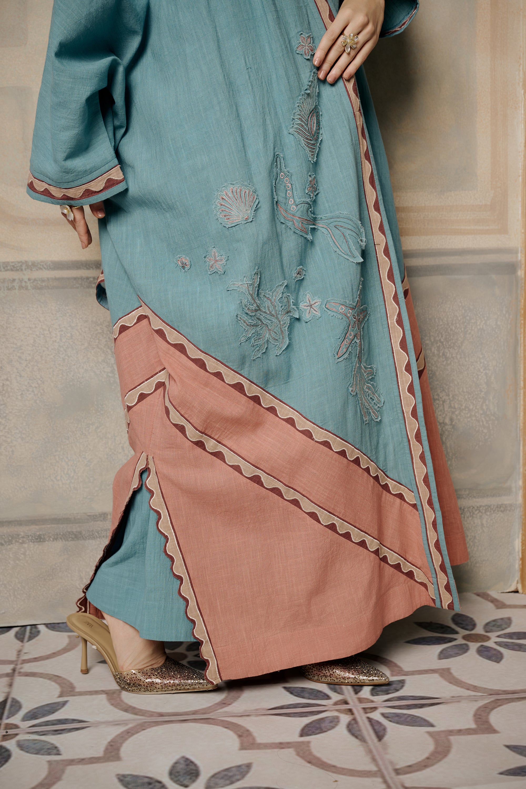 Maysan Embroidered Abaya with Patch Work