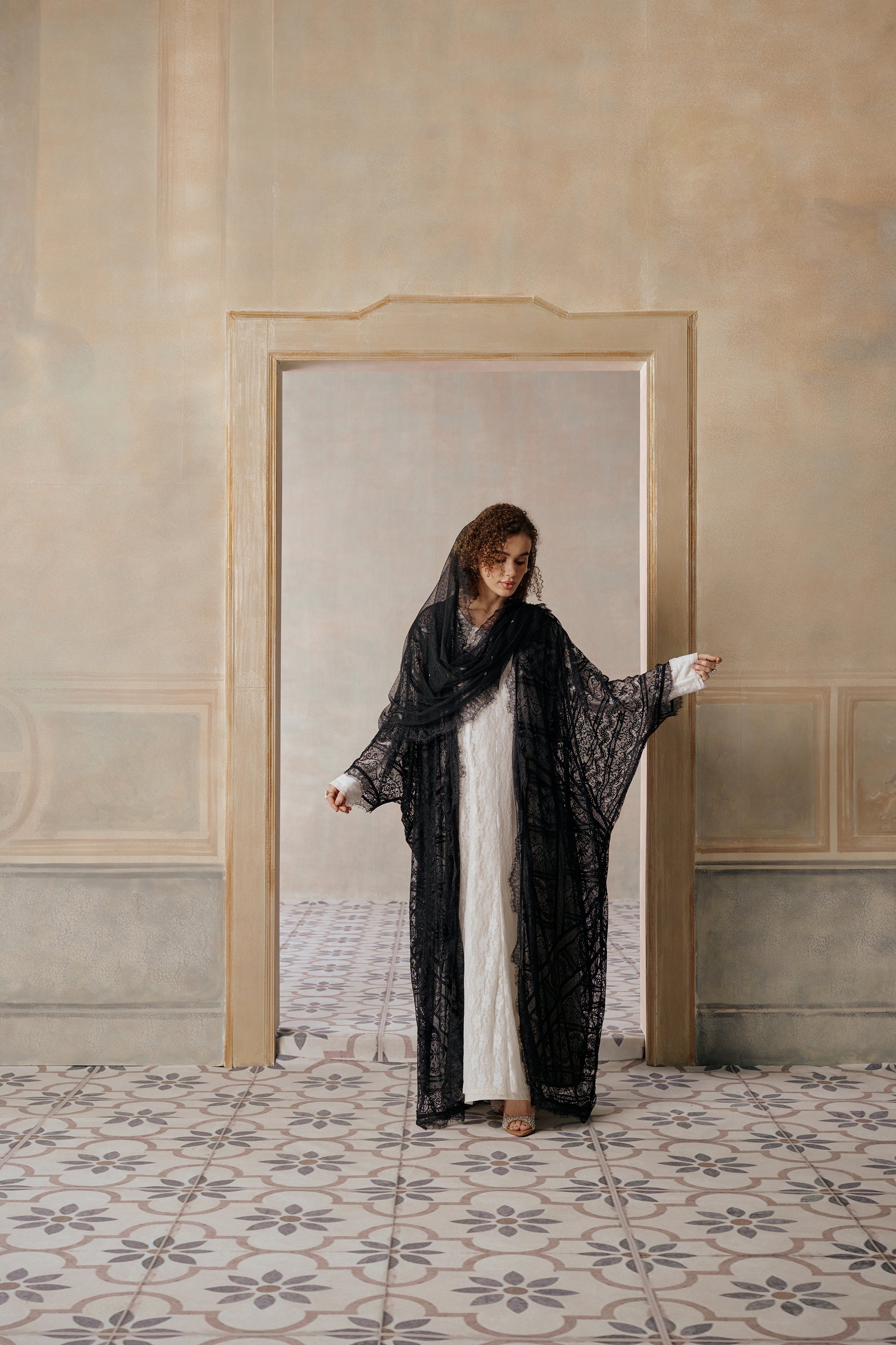 Asmaa Abaya with Lace Detailing