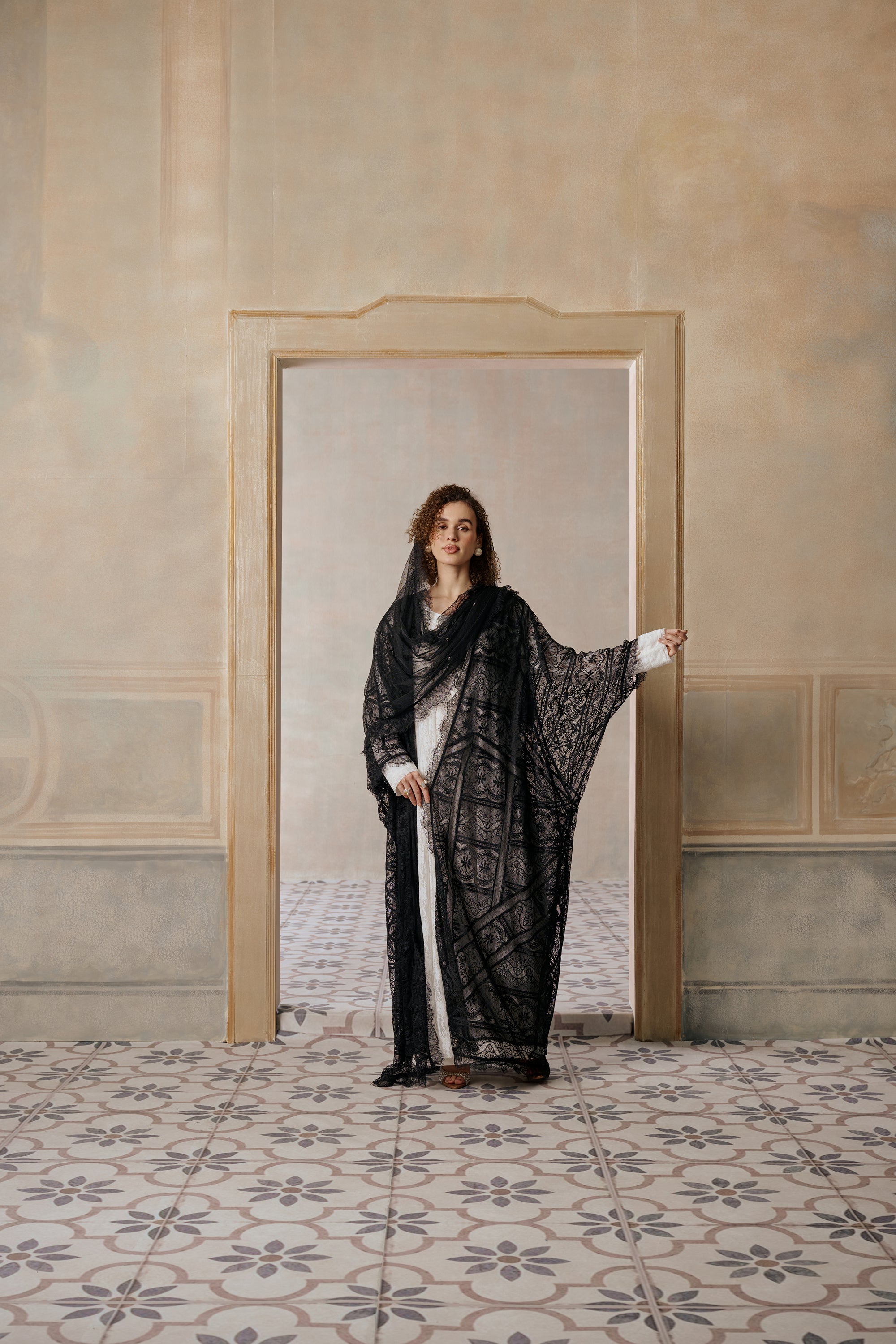 Asmaa Abaya with Lace Detailing