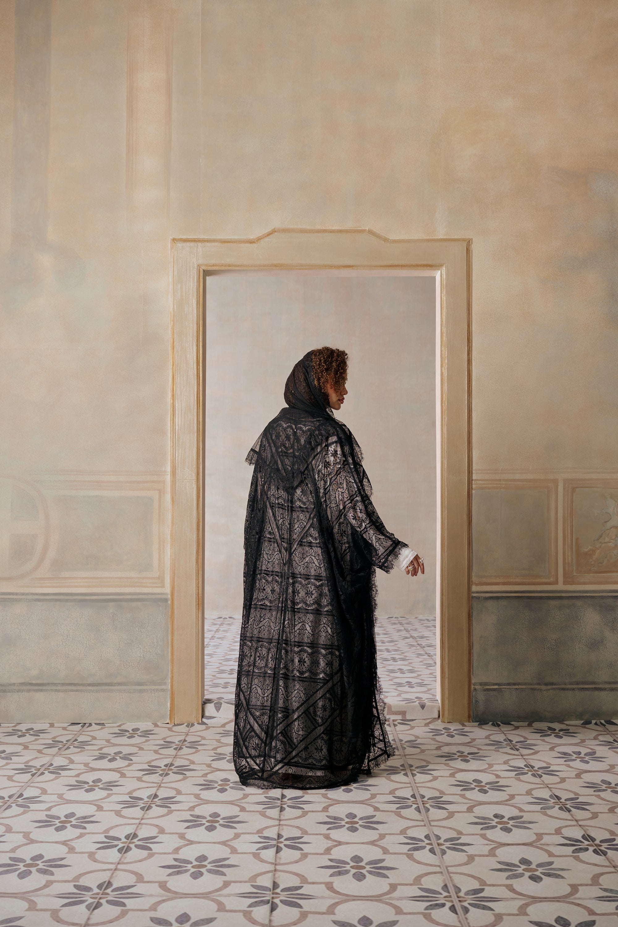 Asmaa Abaya with Lace Detailing