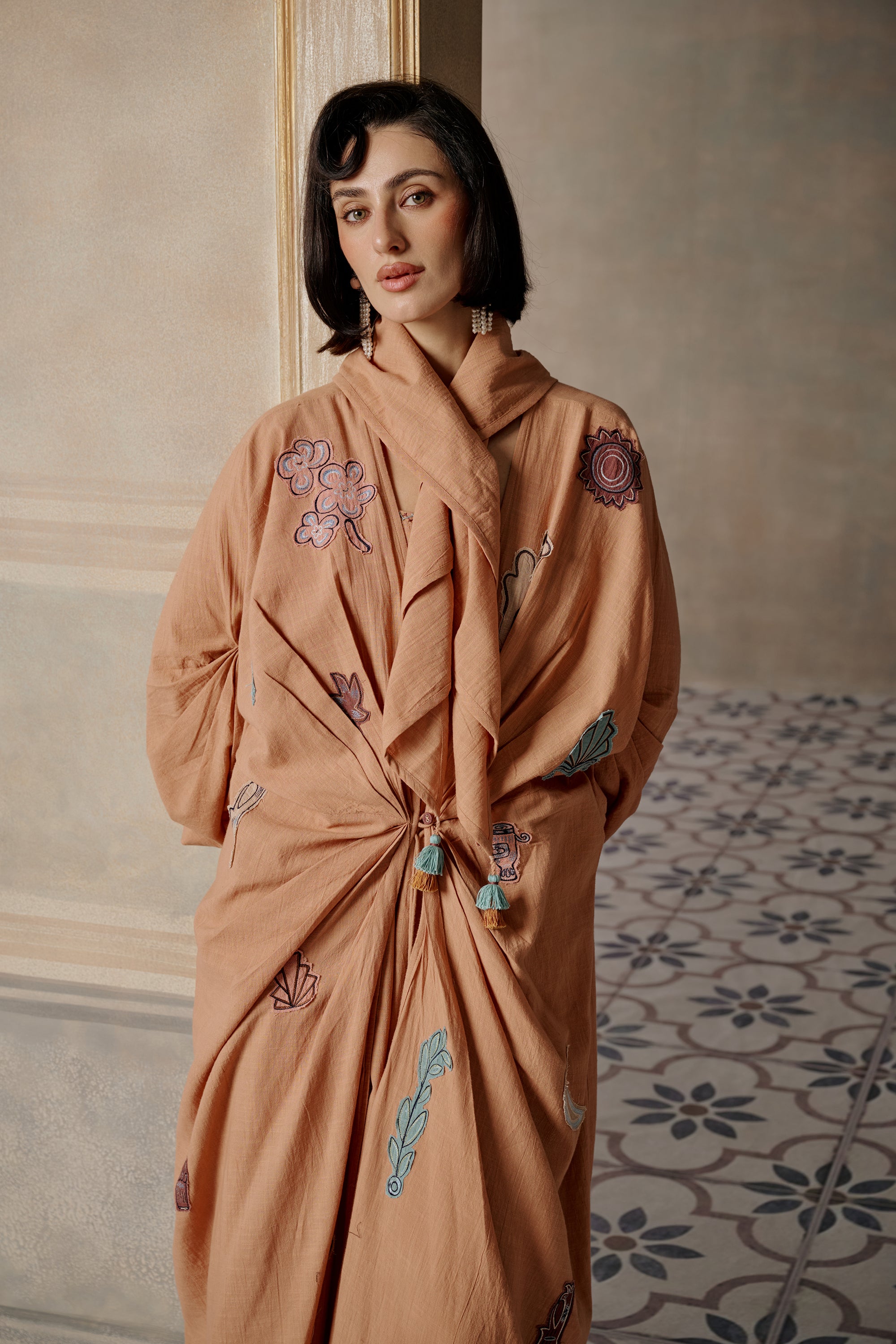 Nadwah Embroidered Abaya with Patchwork