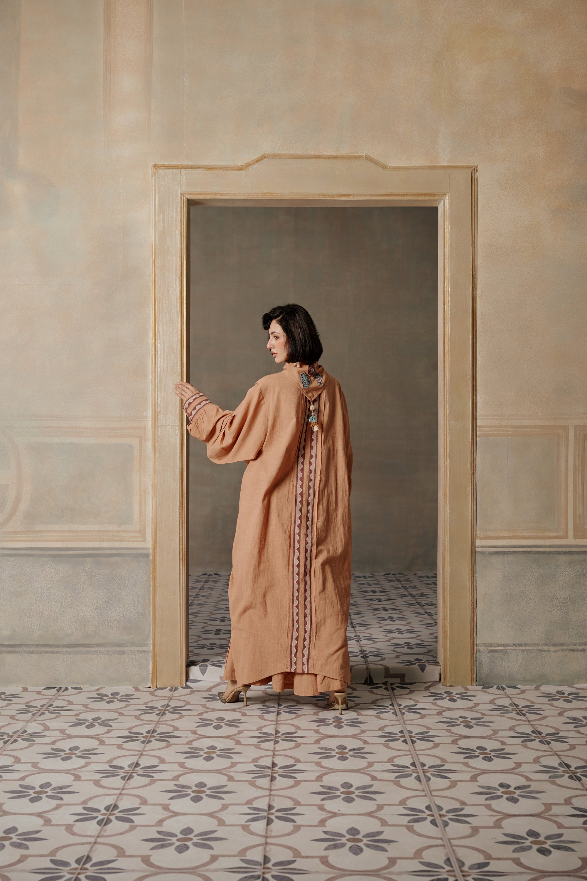 Nadwah Embroidered Abaya with Patchwork