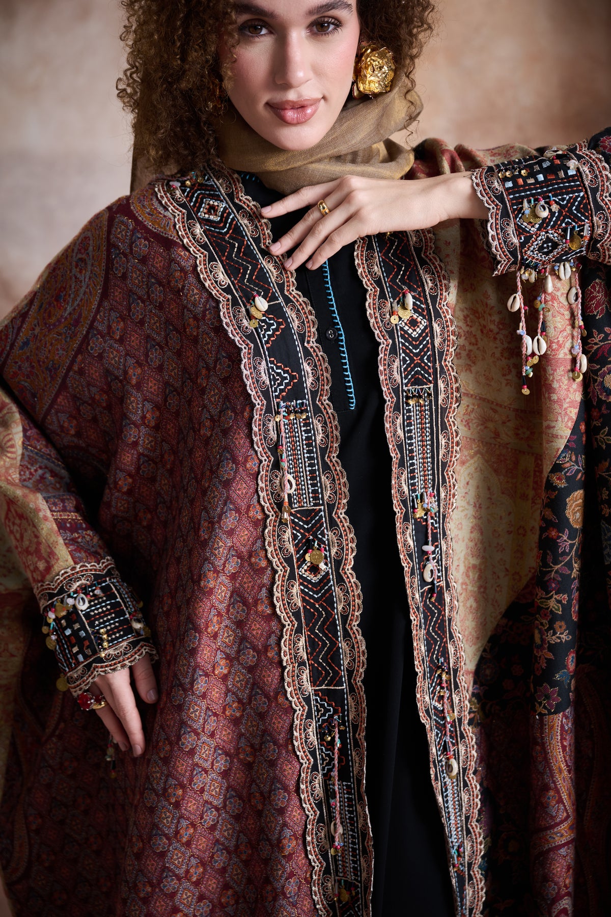Ajwa Embroidered Abaya with Embellishment