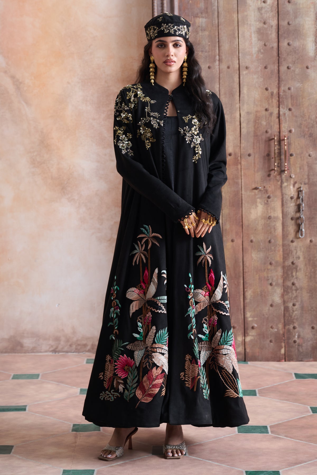 Zahalina Embroidered Abaya with Embellishment