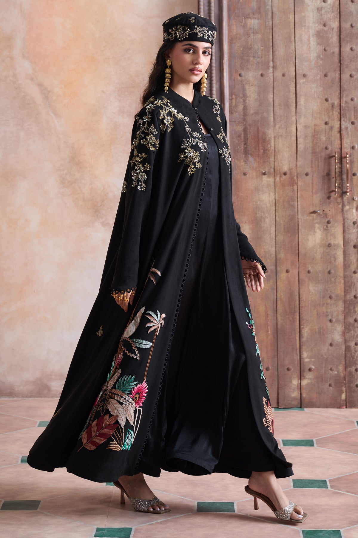 Zahalina Embroidered Abaya with Embellishment