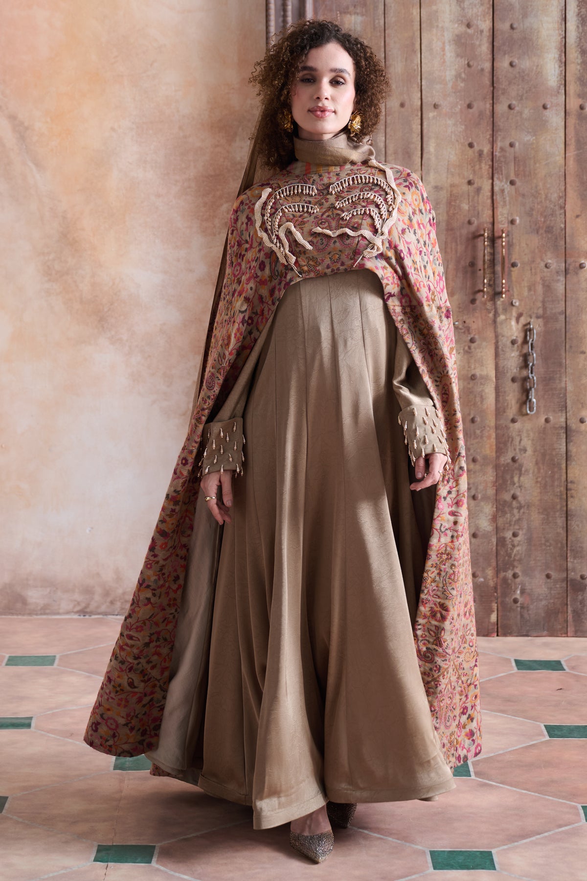 Suhaila Embellished Cape with Inner Dress