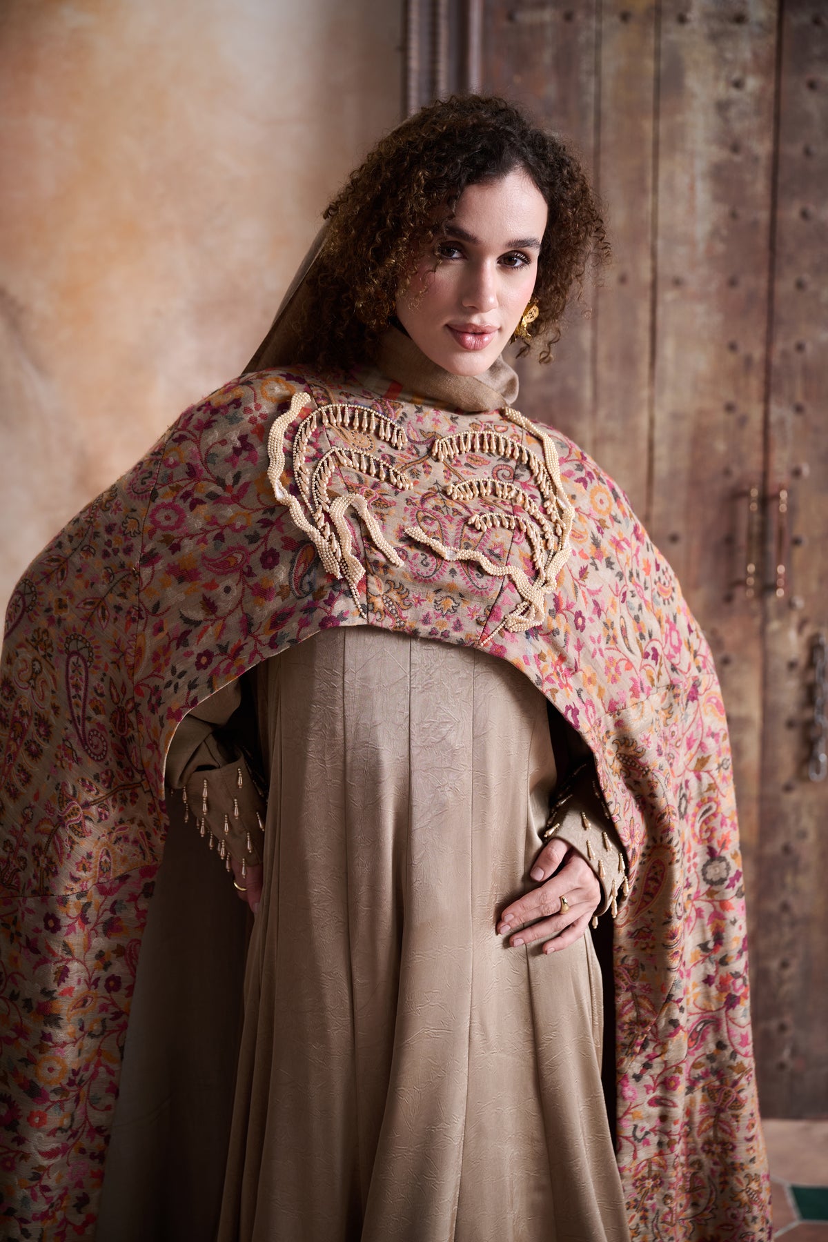 Suhaila Embellished Cape with Inner Dress
