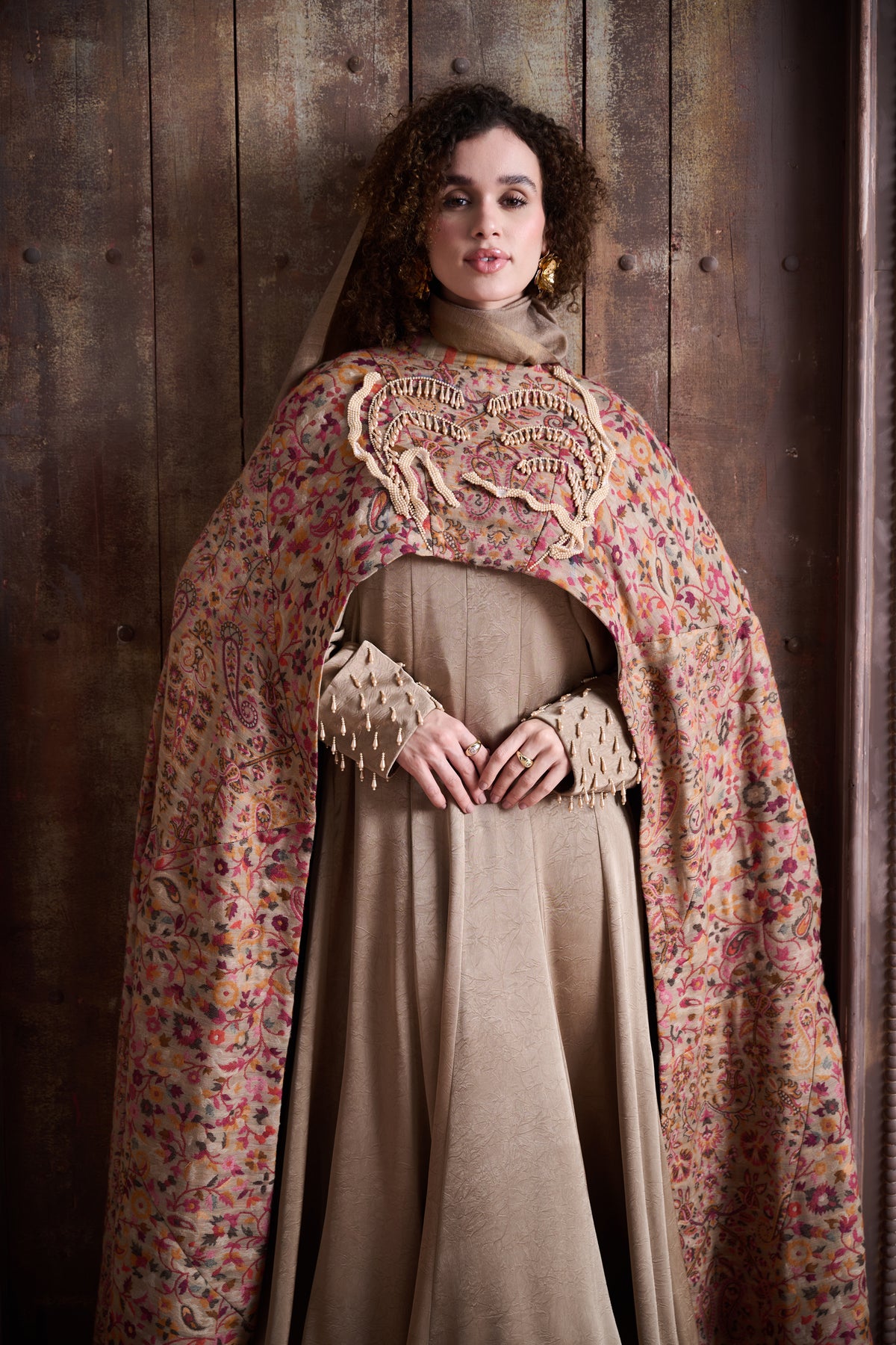 Suhaila Embellished Cape with Inner Dress