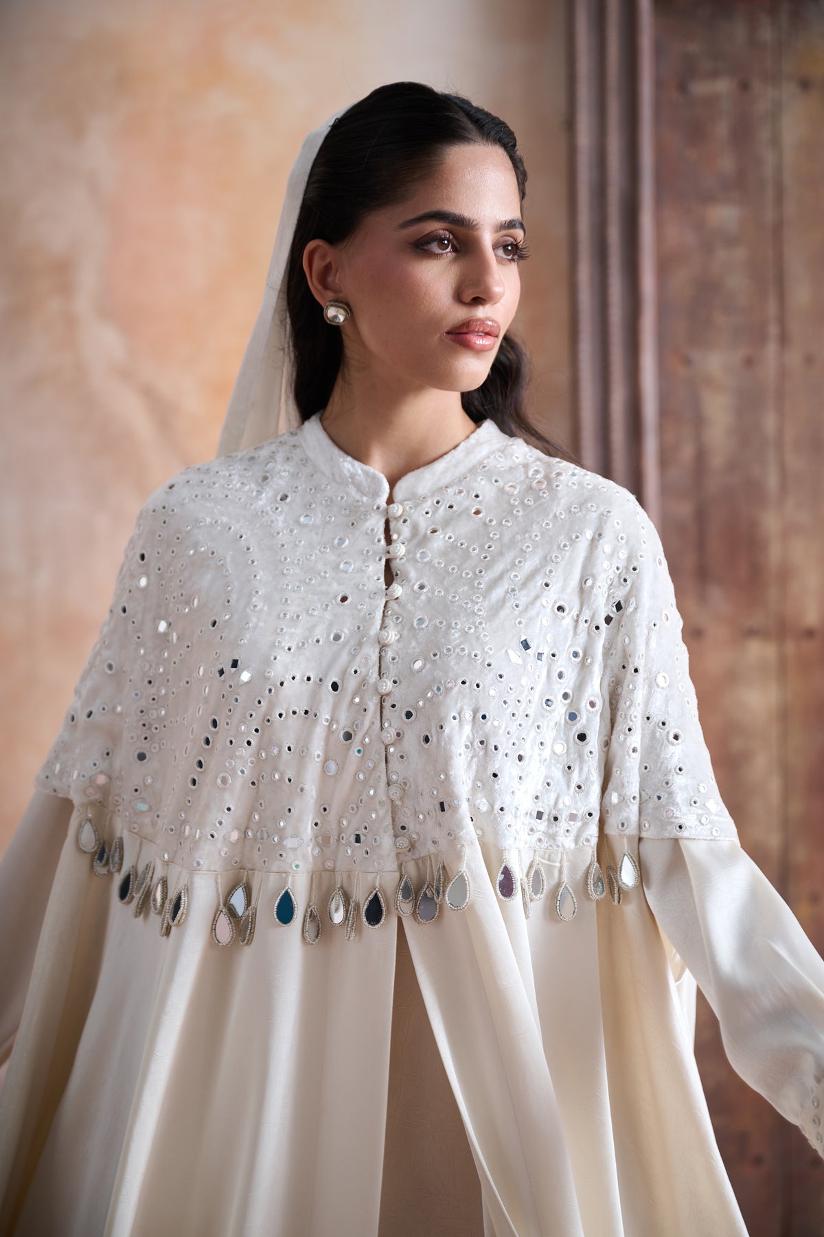 Hooria Embellished Cape with Inner Dress