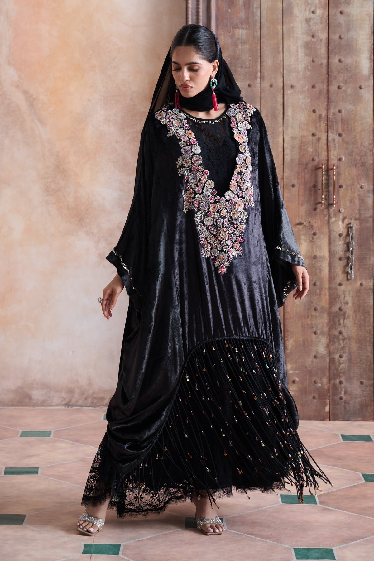 Zayaria Embroidered Jalabiya with Embellishment