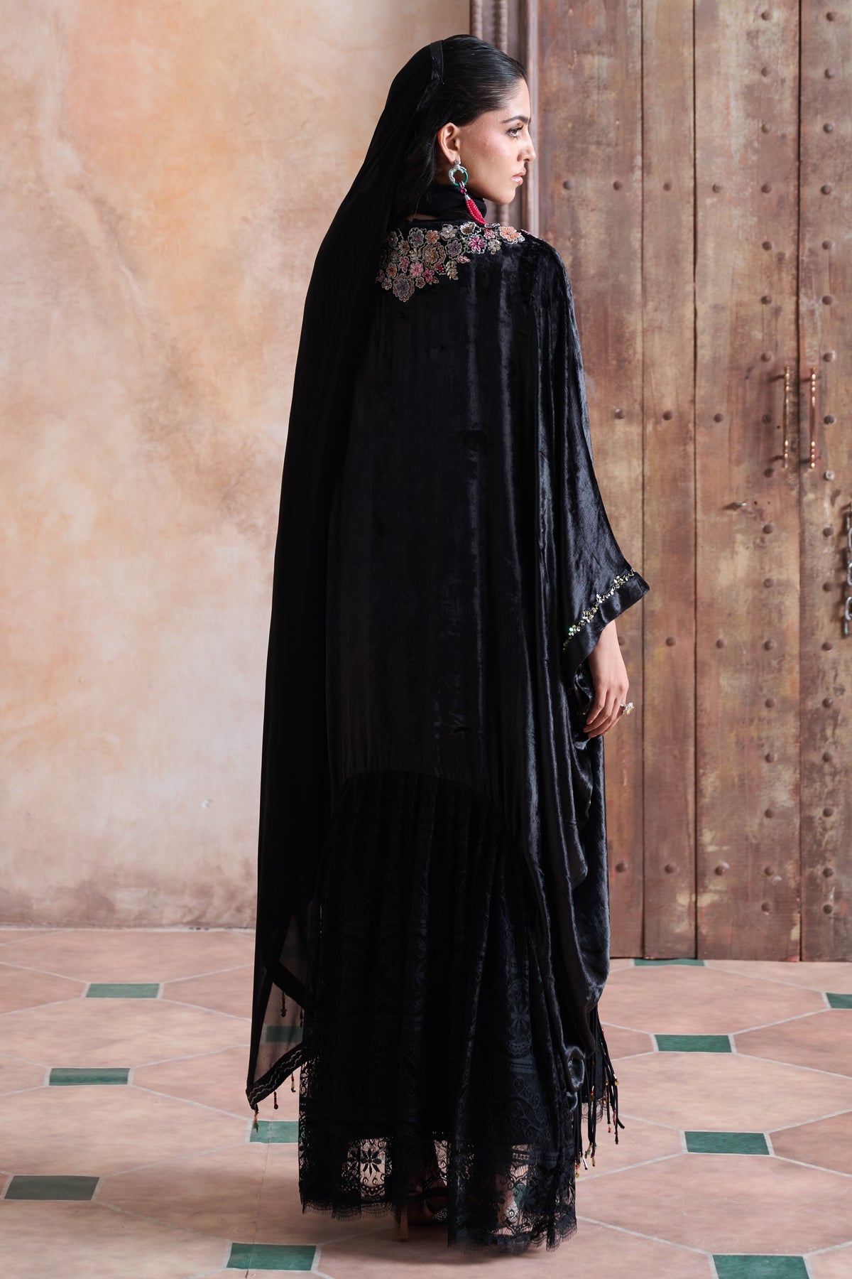 Zayaria Embroidered Jalabiya with Embellishment