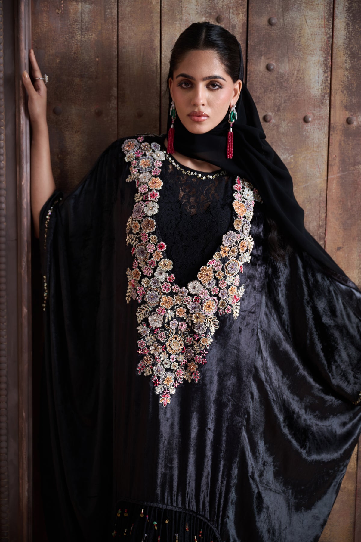 Zayaria Embroidered Jalabiya with Embellishment